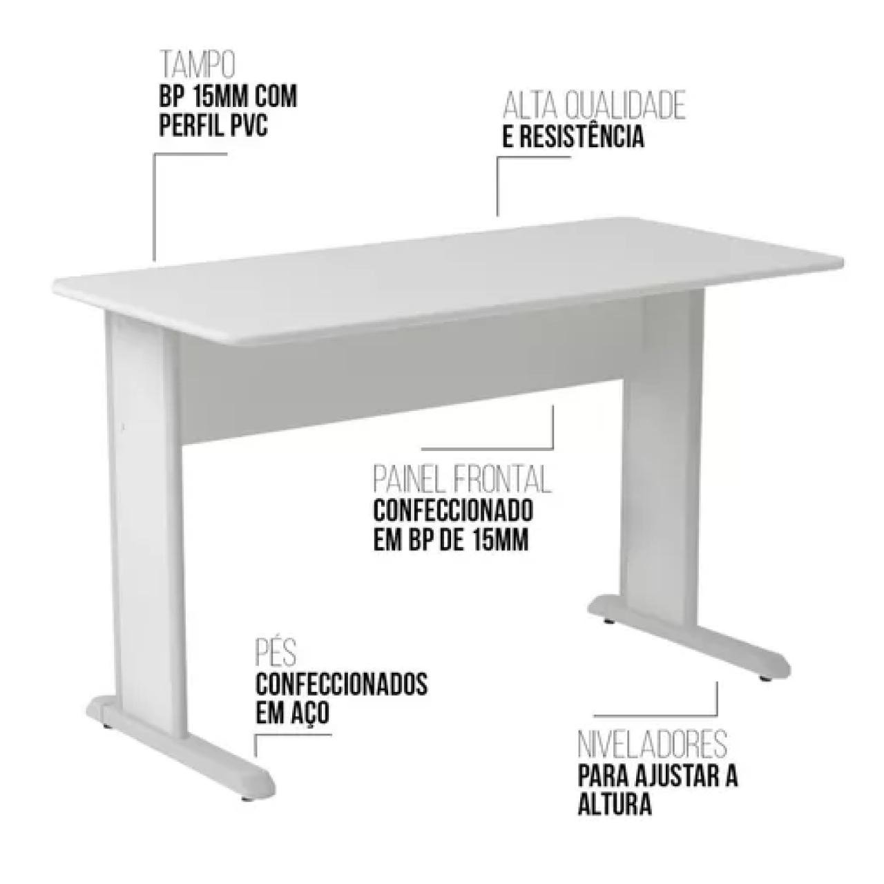 Mesa Escritório 1,20x0,60m - Com Gavetas - MAXXI - CINZA/CINZA - 53084 - Imagem 3