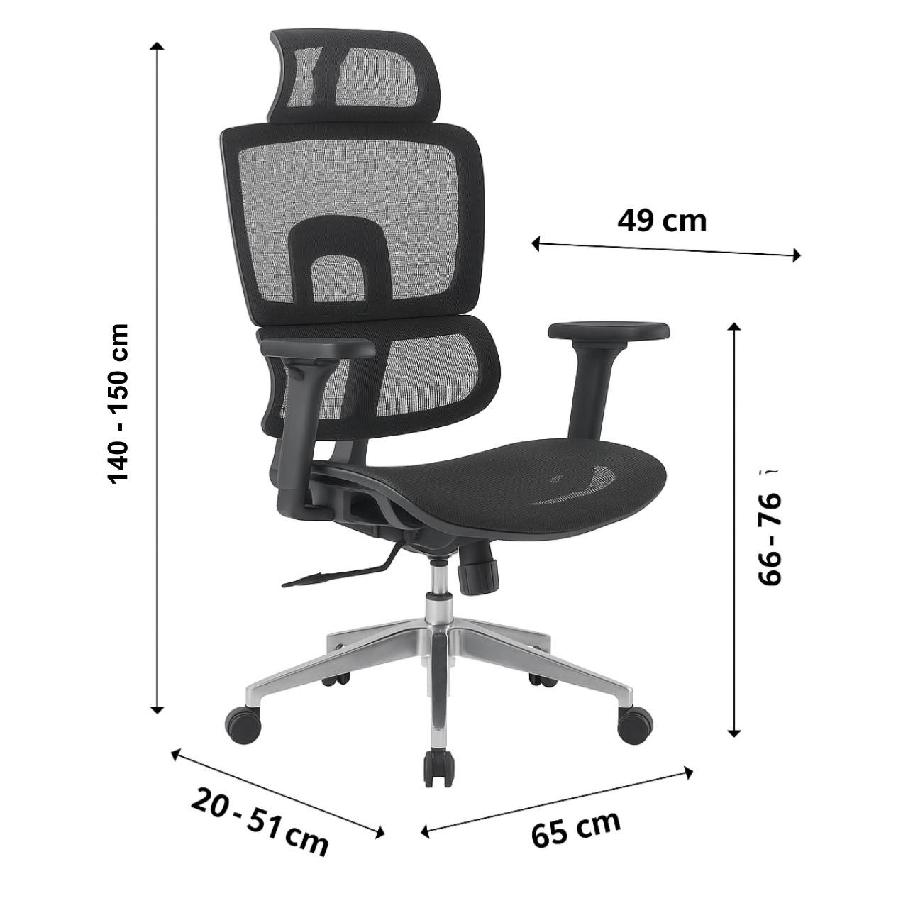 Cadeira de Escritório Presidente Tela ÉVORA - Cor Preto - 30065 - Imagem 4