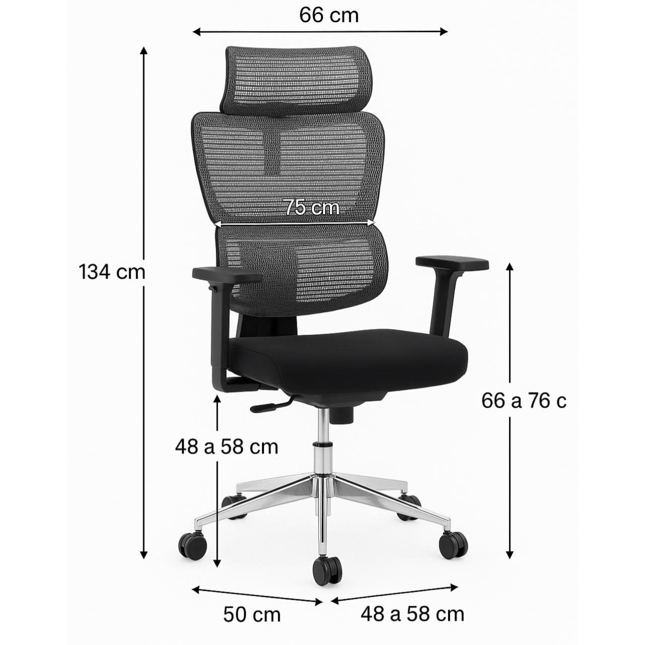 Cadeira de Escritório Presidente Tela ÉDON - Cor Preto - 30066 - Imagem 5