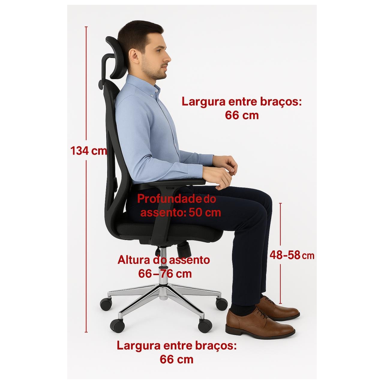 Cadeira Presidente Tela MK-4010 - MAKKON - COR PRETO - 30029 - Imagem 7