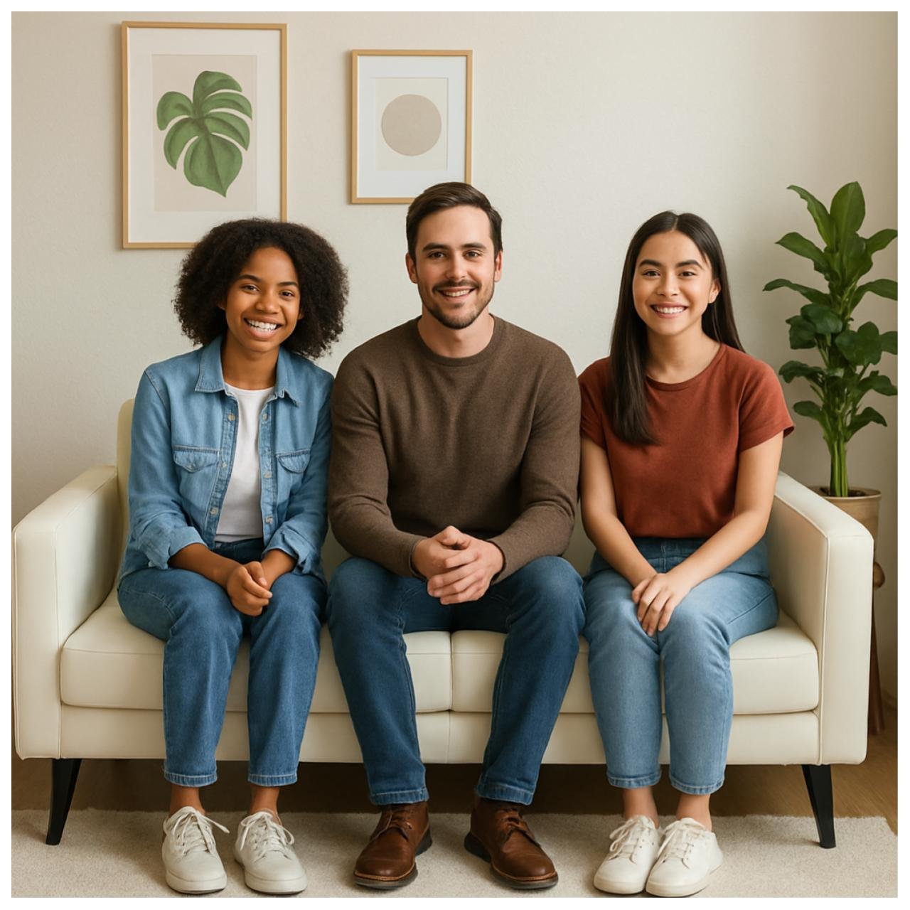 Poltrona para Escritório ROMA 03 Lugar - Corino - Cor NUDE - 60072 - Imagem 6