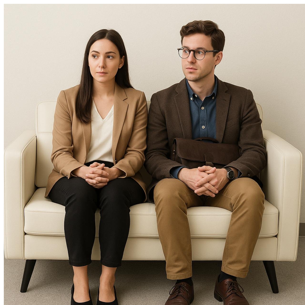 Poltrona para Escritório ROMA 02 Lugar - Corino - Cor NUDE - 60071 - Imagem 6