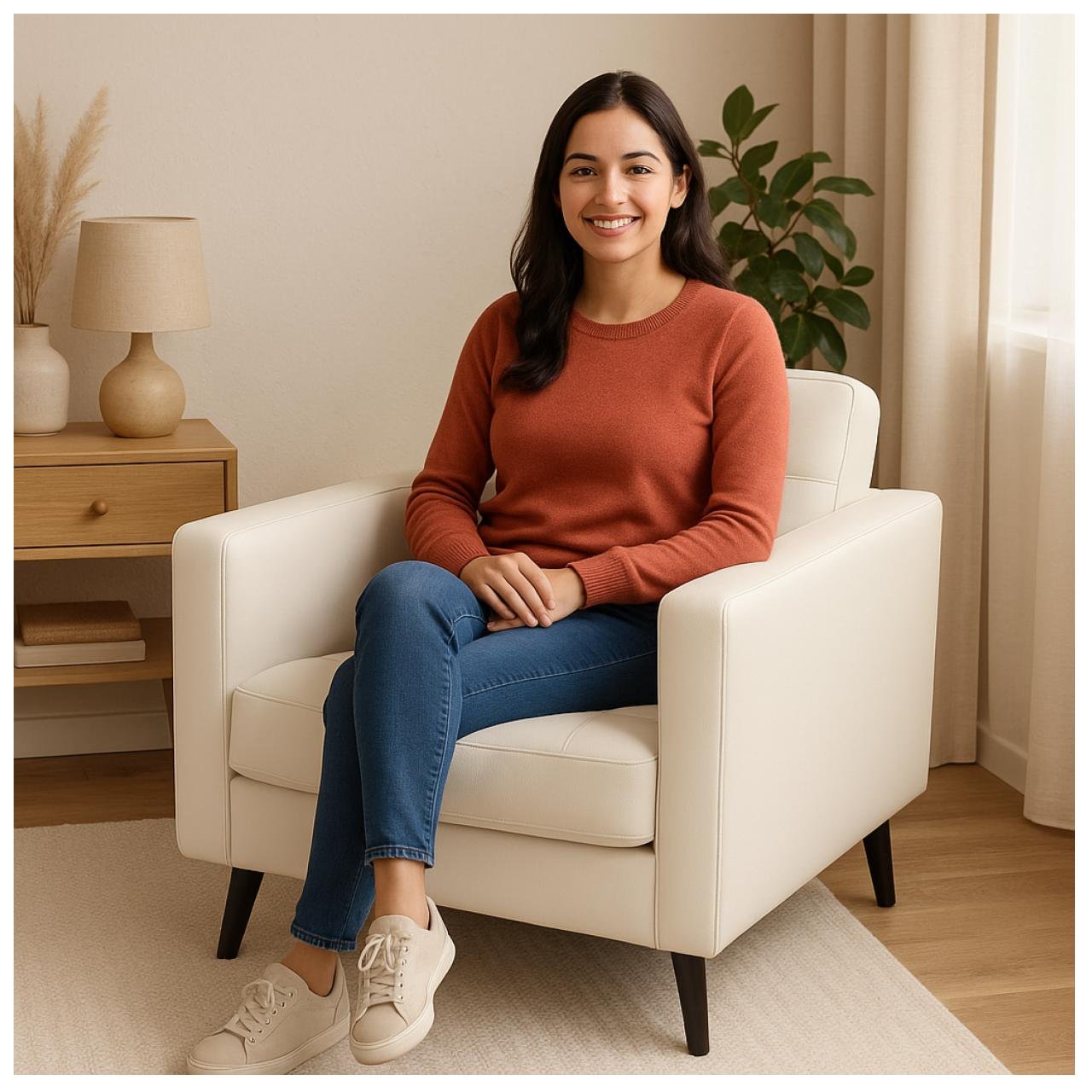 Poltrona para Escritório ROMA 01 Lugar - Corino - Cor NUDE - 60070 - Imagem 5