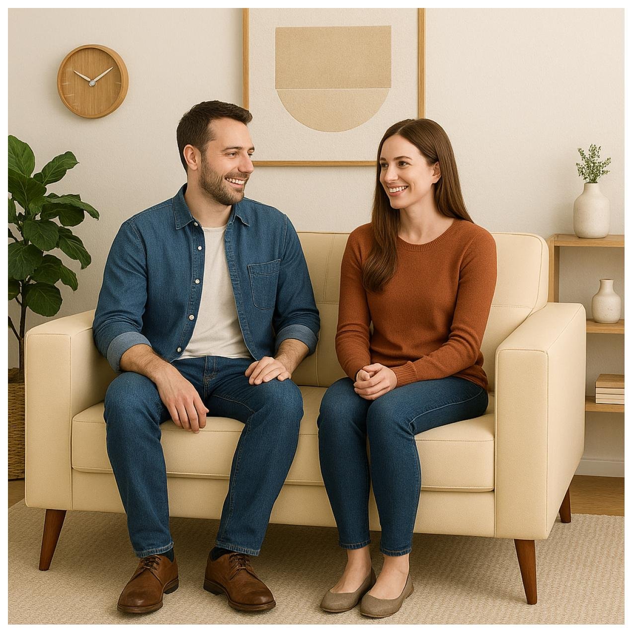 Poltrona para Escritório ROMA 02 Lugar - Corino - Cor AREIA - 60062 - Imagem 5