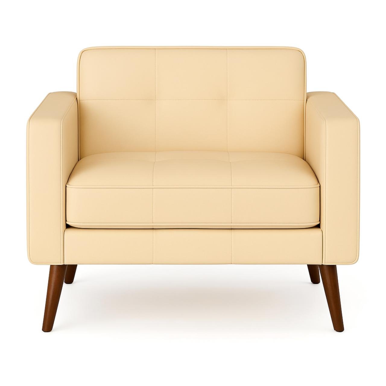 Poltrona para Escritório ROMA 01 Lugar - Corino - Cor AREIA - 60061 - Imagem 2