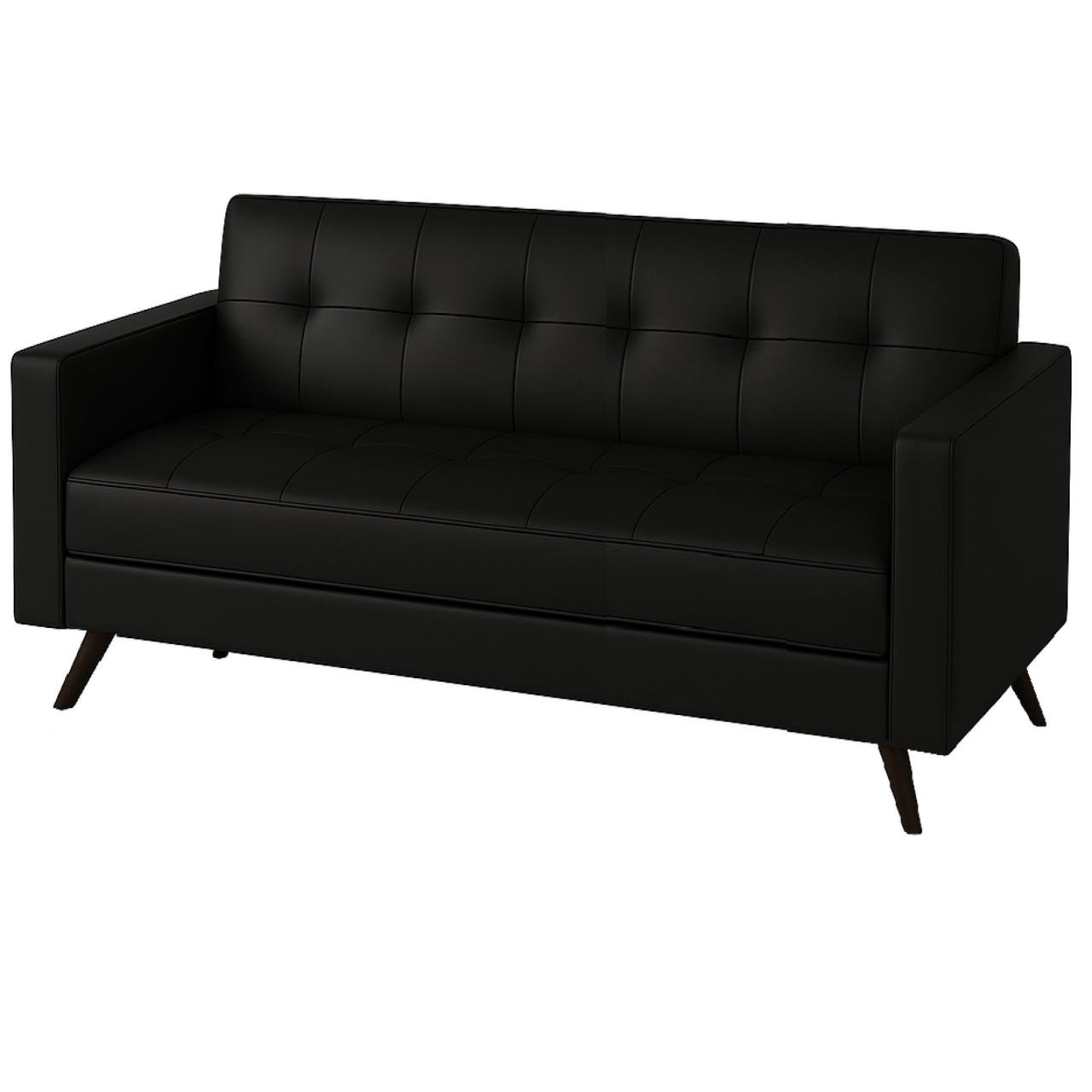 Sofá para Escritório Roma 03 Lugares - Corino - Cor Preto - 60042 - Imagem 2