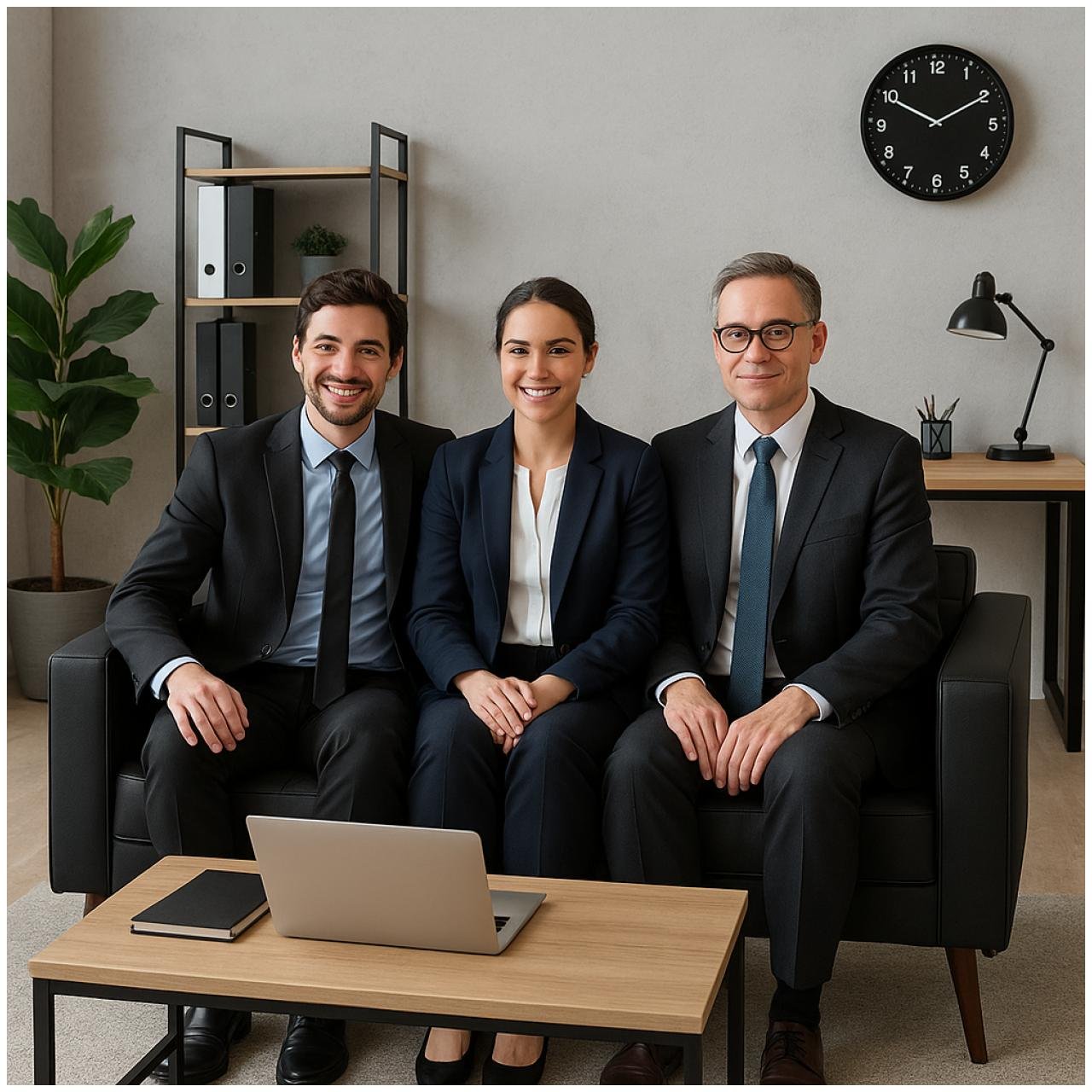 Sofá para Escritório Roma 03 Lugares - Corino - Cor Preto - 60042 - Imagem 5