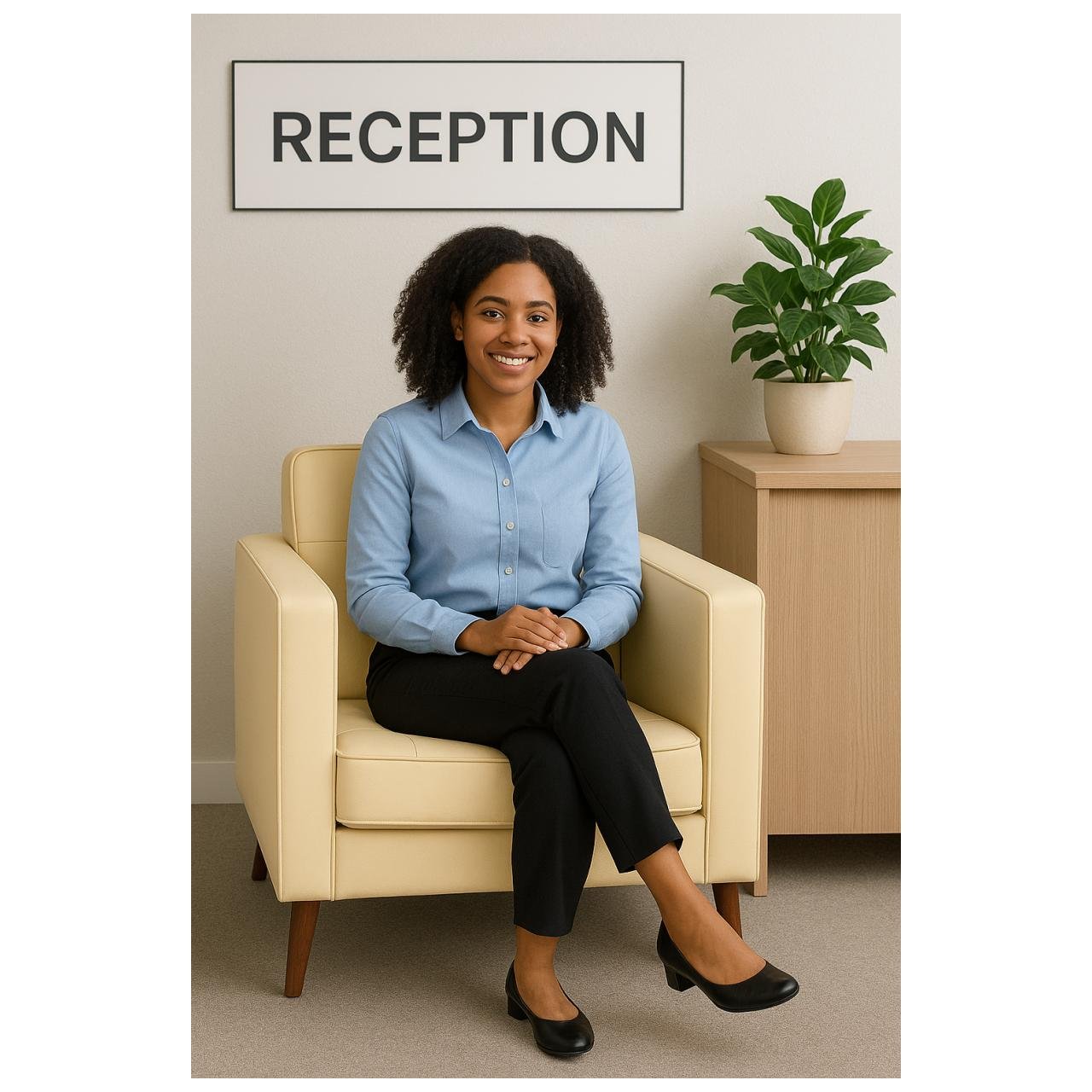 Poltrona para Escritório ROMA 01 Lugar - Corino - Cor AREIA - 60061 - Imagem 5