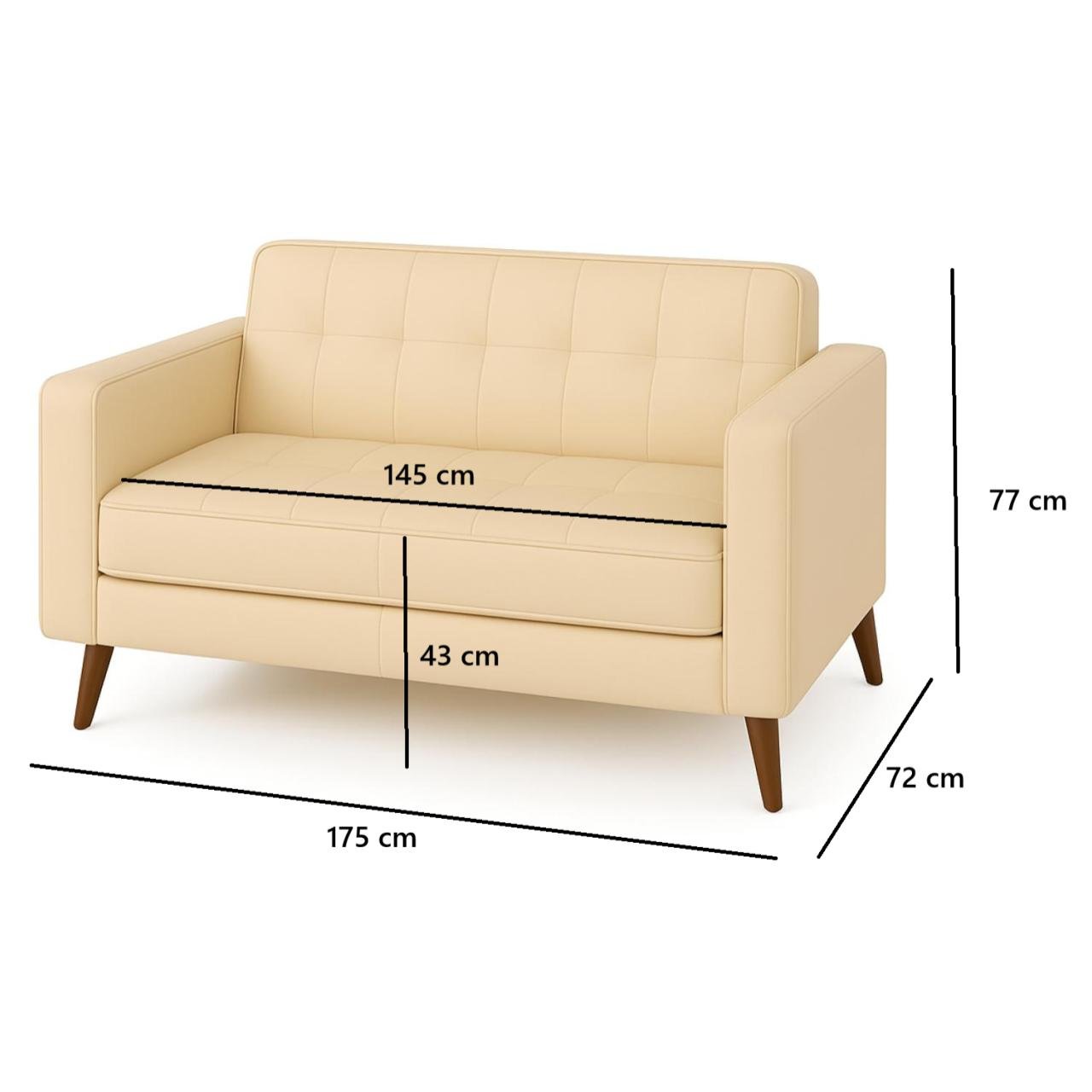 Poltrona para Escritório ROMA 03 Lugar - Corino - Cor AREIA - 60063 - Imagem 6