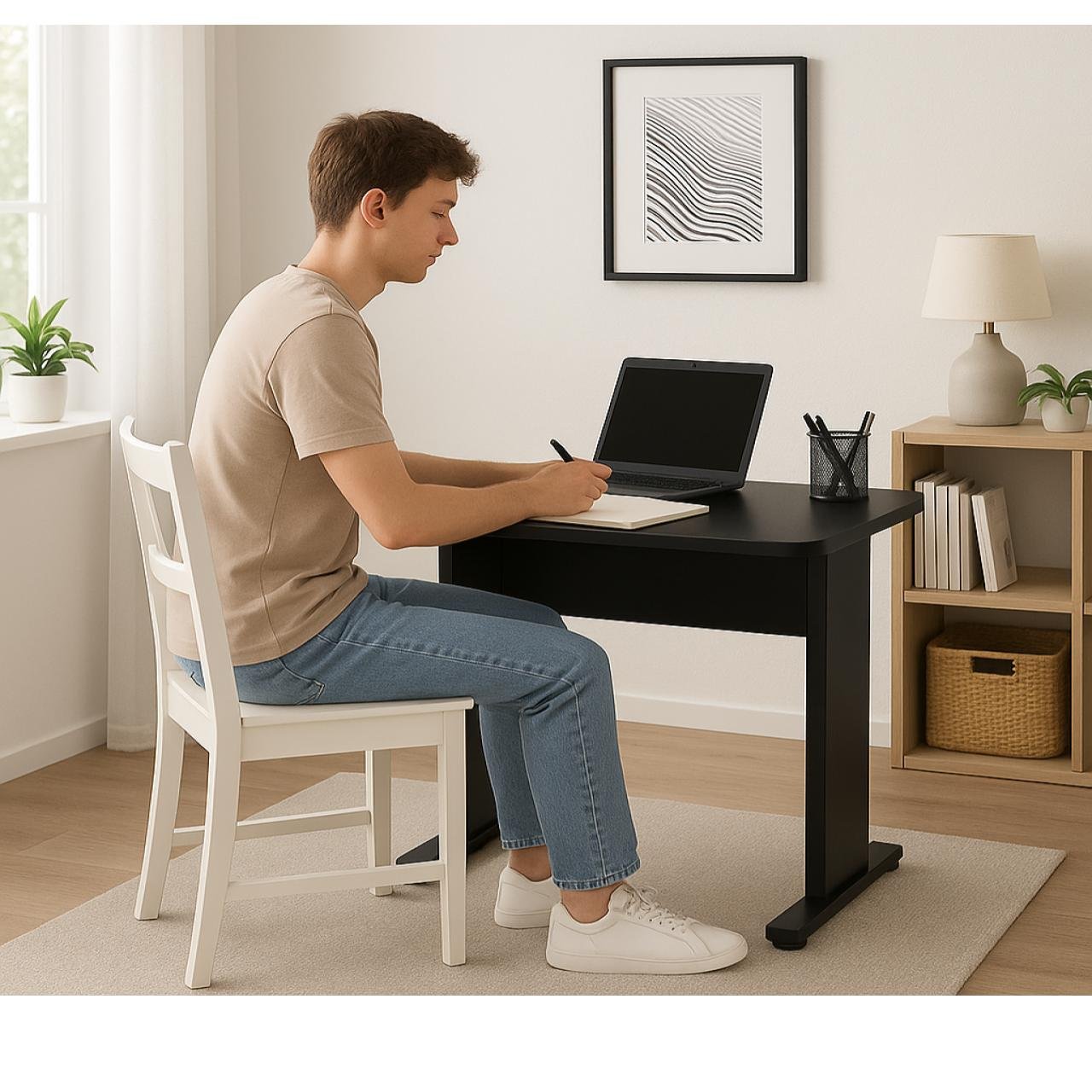 Mesa Escritório 0,80x0,60m - JOB - PRETO/PRETO - 43088 - Imagem 5