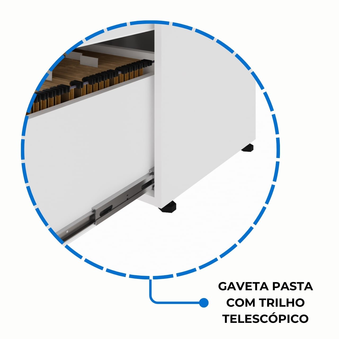 Armário Baixo 03 Gavetas e Porta (MISTO) - NOGAL SEVILHA/BRANCO - 34422 - Imagem 6