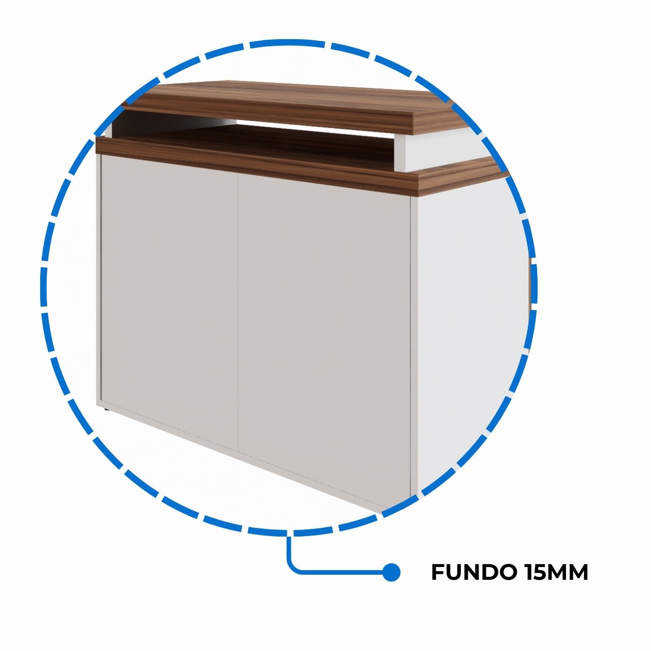 Armário Baixo 03 Gavetas e Porta (MISTO) - NOGAL SEVILHA/BRANCO - 34422 - Imagem 5