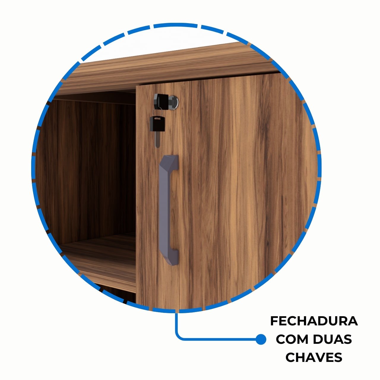 Armário Baixo GOLD Credenza ESPECIAL - 1,60x0,73x0,45m - NOGALSEVILHA / BRANCO - 34502 - Imagem 6