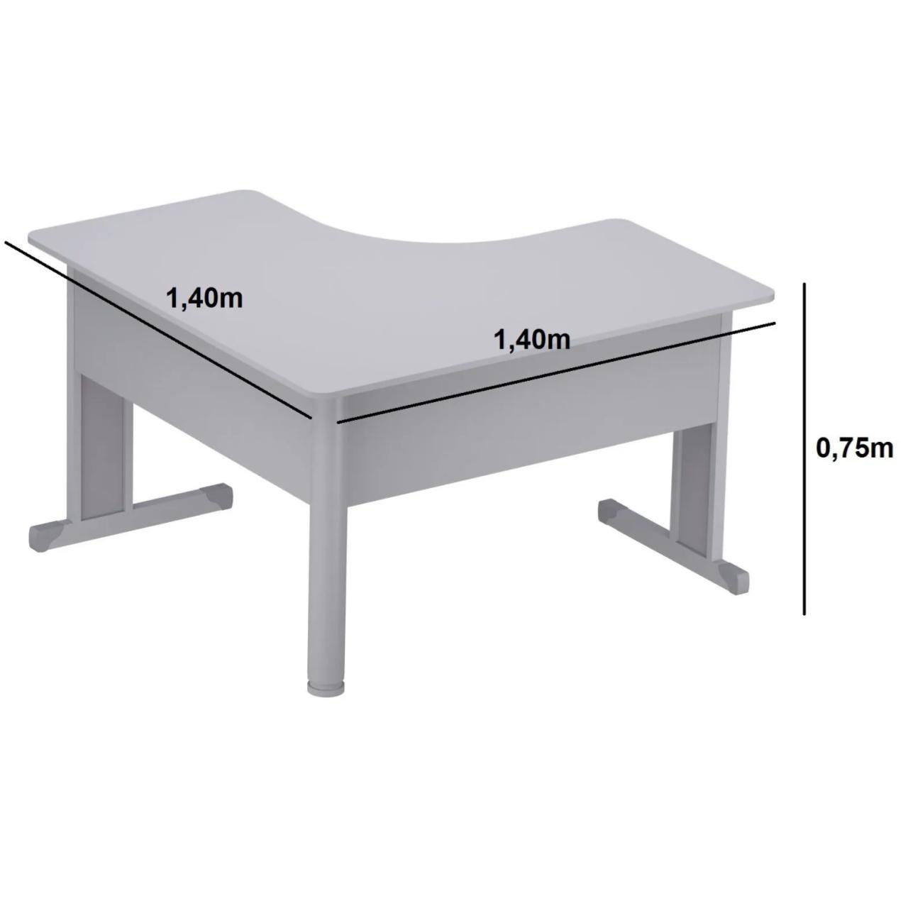 Estação de Trabalho 1,40x1,40m com 02 Gavetas - MAXXI - CINZA / CINZA - 43020 - Imagem 5