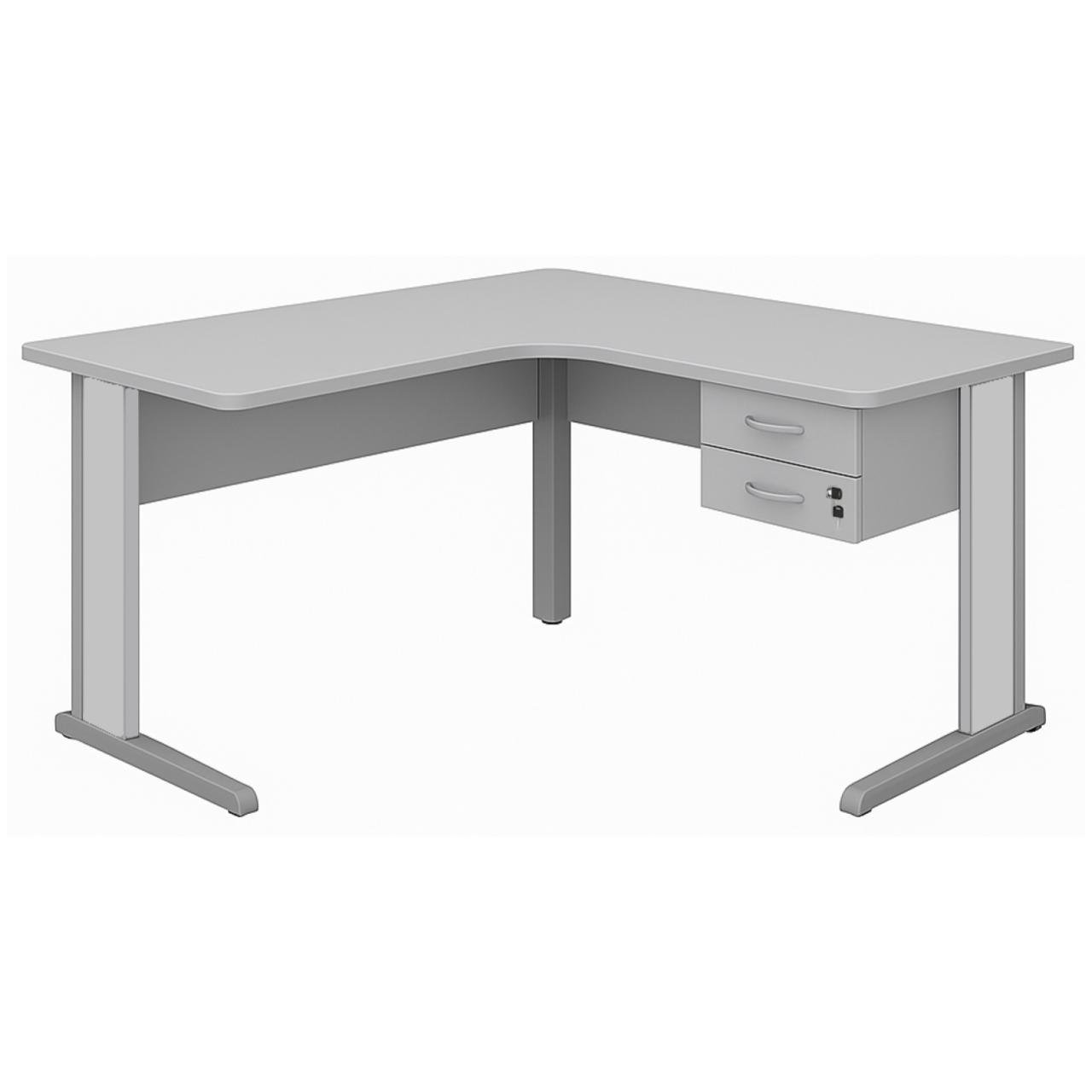 Estação de Trabalho 1,40x1,40m com 02 Gavetas - MAXXI - CINZA / CINZA - 43020