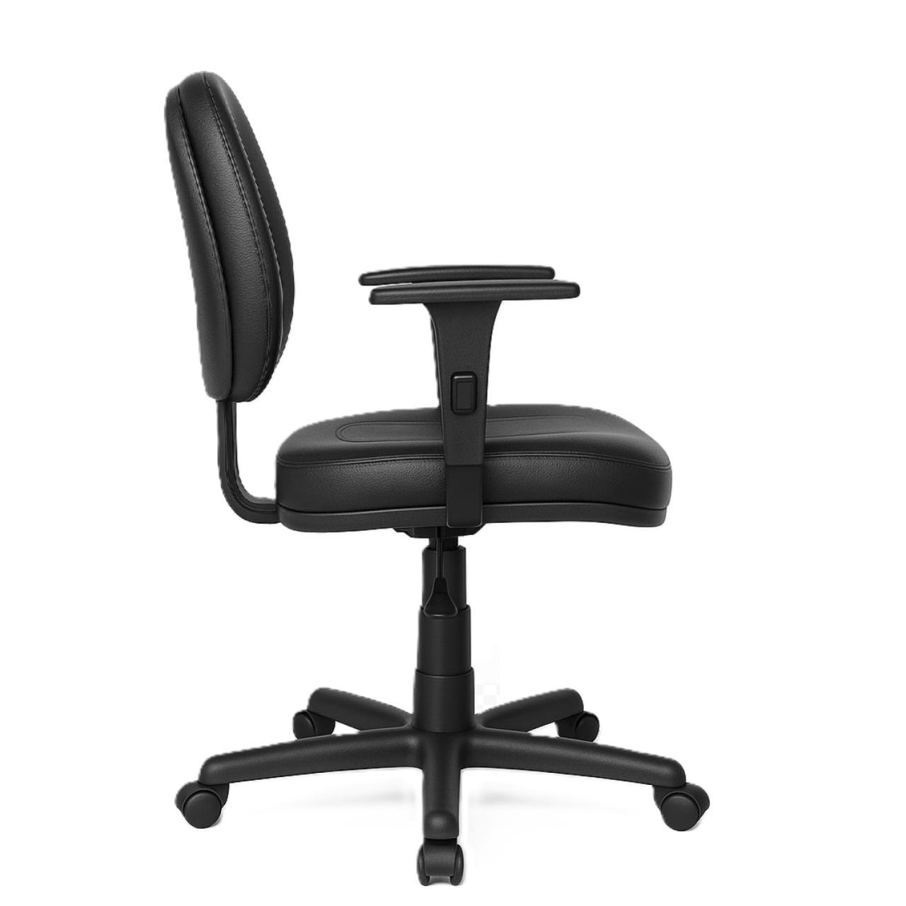 Cadeira Executiva COSTURADA Giratória com Braços Reguláveis - Corino Preto - 31005 - Imagem 3