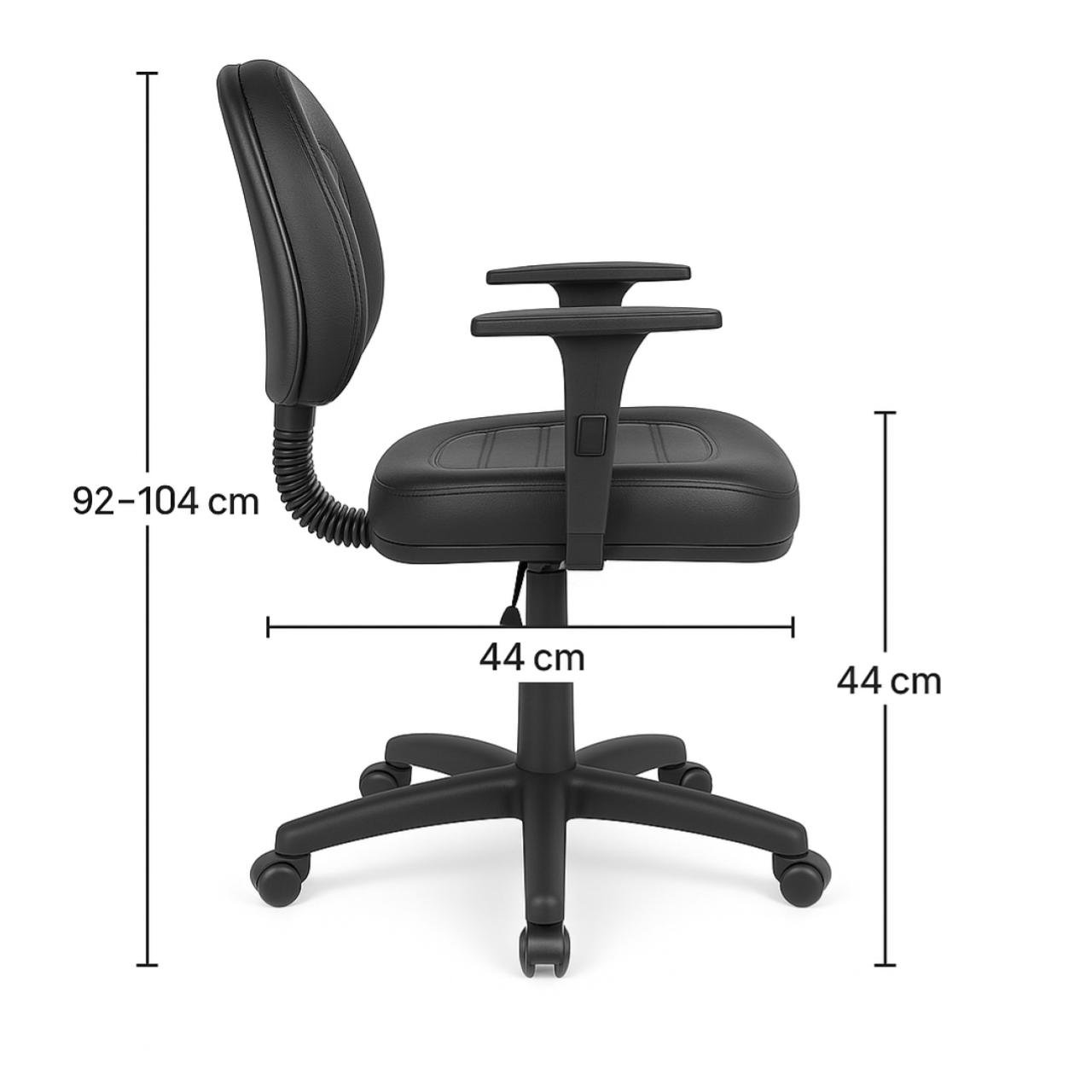 Cadeira Executiva COSTURADA Giratória com Braços Reguláveis - Corino Preto - 31005 - Imagem 4