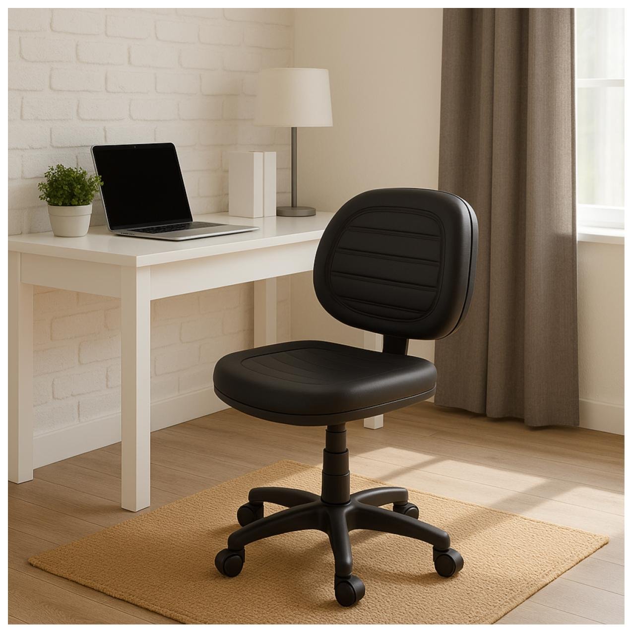 Cadeira Executiva COSTURADA Giratória sem Braços - Cor Preta - 31002 - Imagem 9