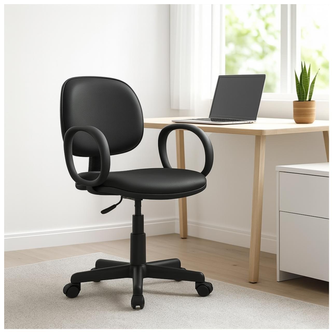 Cadeira Executiva LISA Giratória com Braço Corsa - Corino Preto - 31001 - Imagem 7