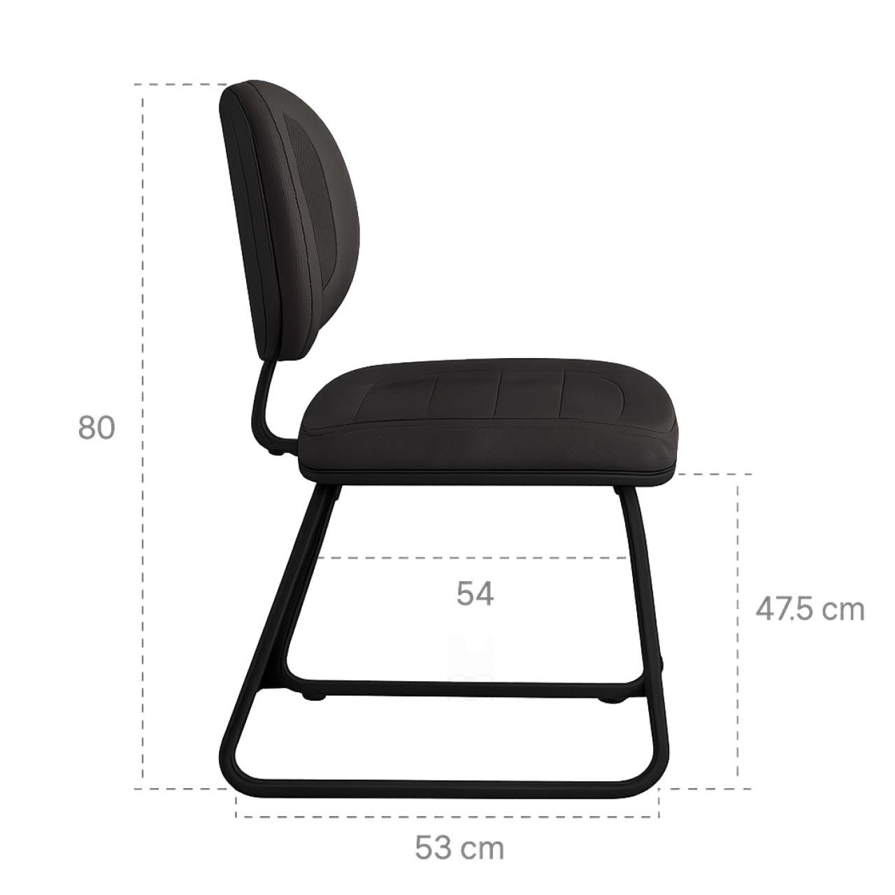 Cadeira Executiva Costurada Base Trapézio - Corino Preto - 31031 - Imagem 5