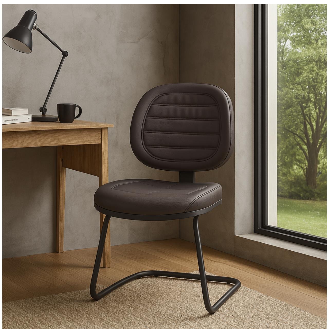 Cadeira Executiva Costurada Base em "S" PRETA - Corino Preto - 31014 - Imagem 7