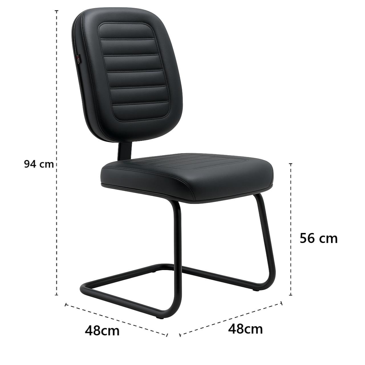 Cadeira Diretor Costurada Base em "S" Preta - Corino Preto - 30303 - Imagem 4