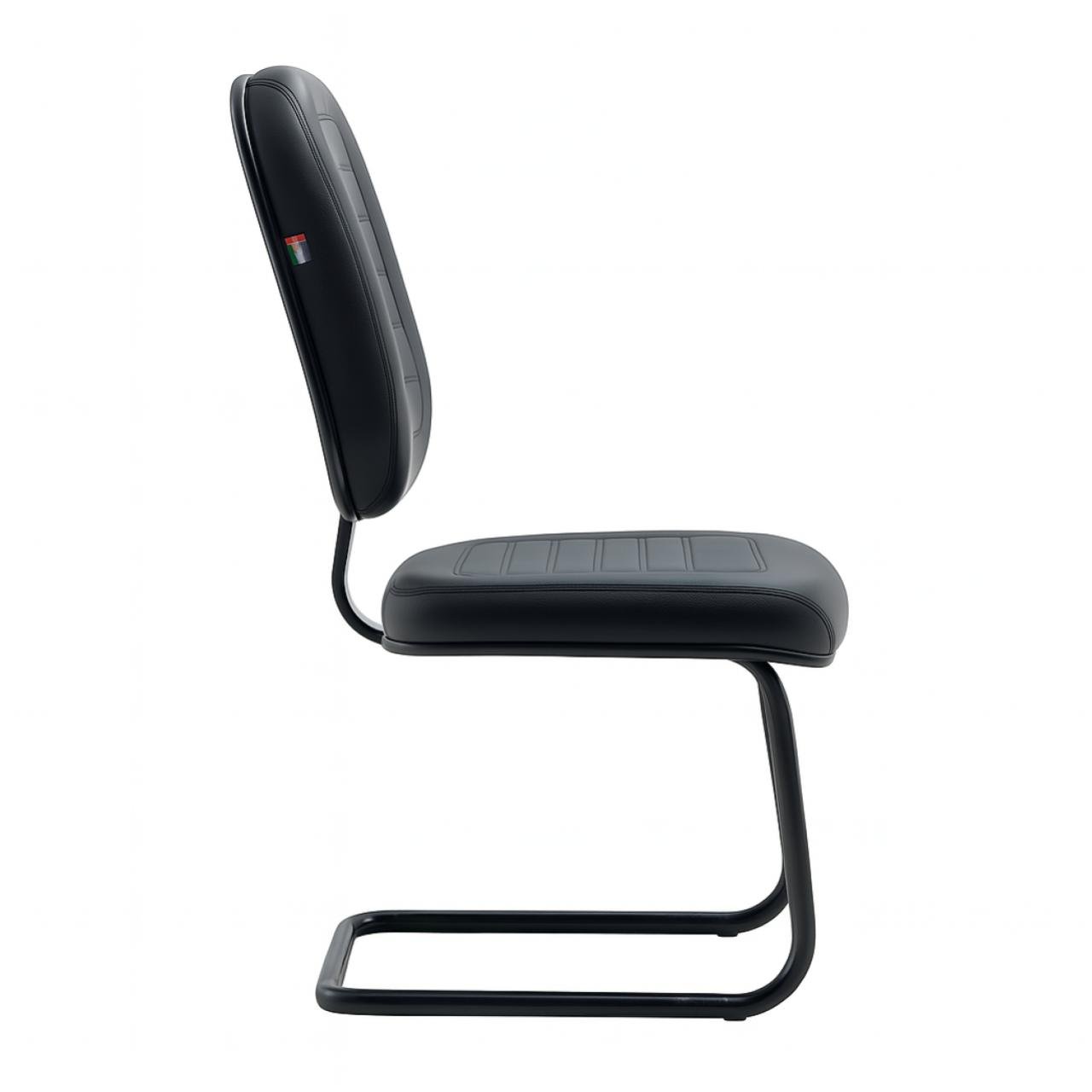 Cadeira Diretor Costurada Base em "S" Preta - Corino Preto - 30303 - Imagem 3
