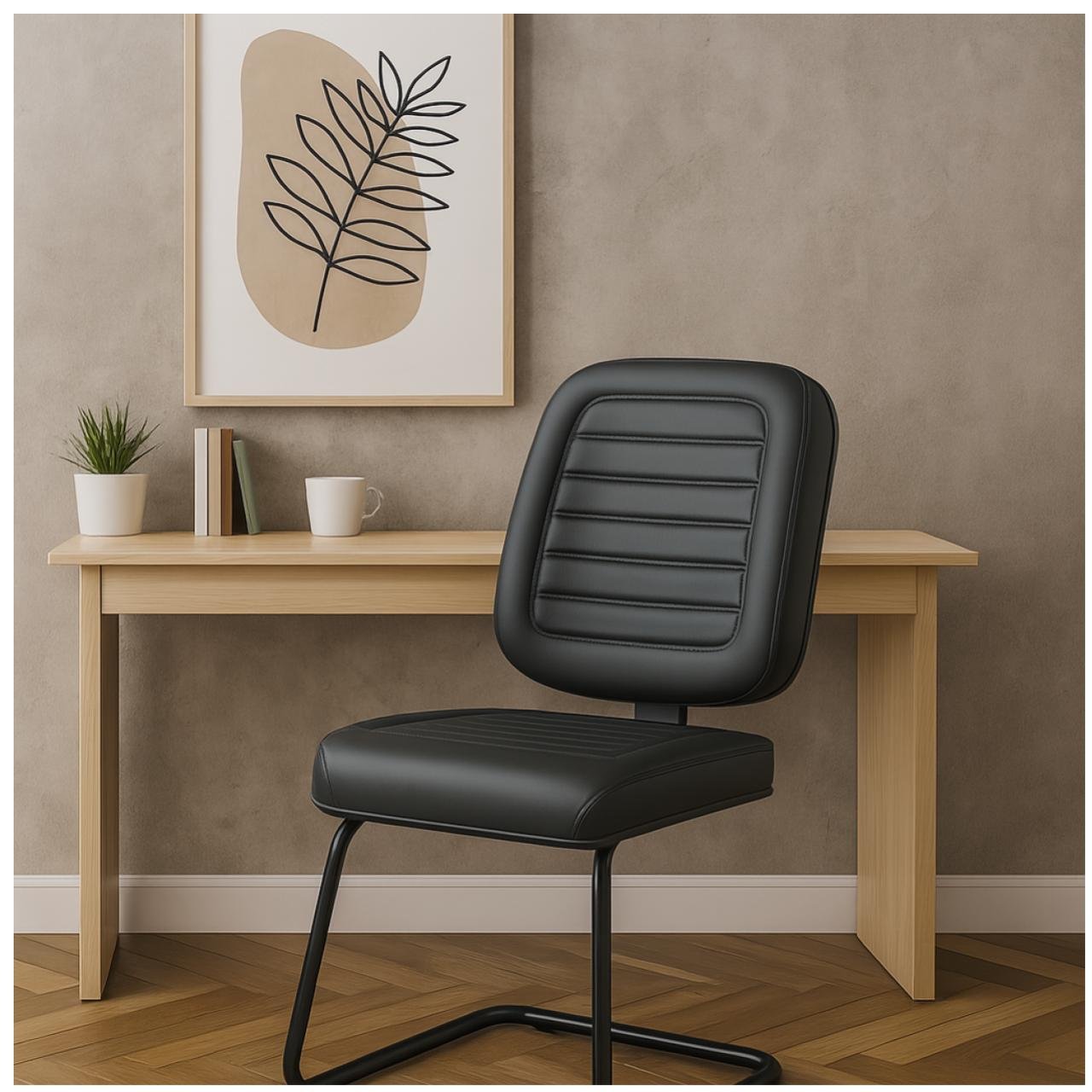 Cadeira Diretor Costurada Base em "S" Preta - Corino Preto - 30303 - Imagem 7