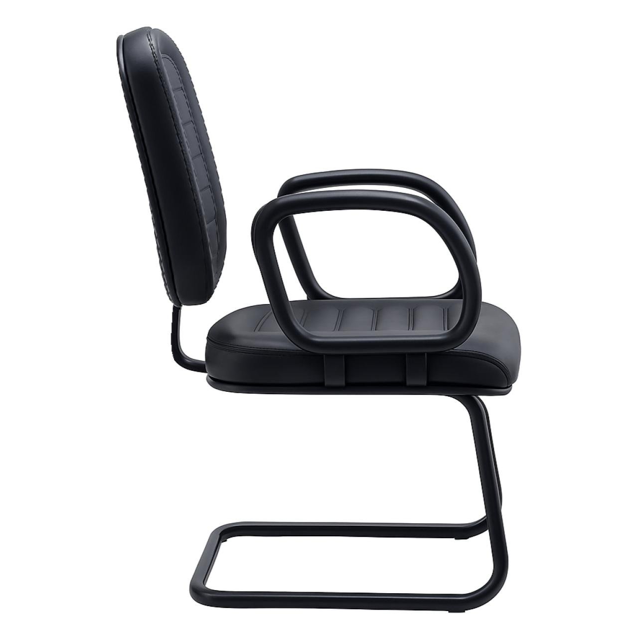 Cadeira Diretor Costurada Base em "S" Preta C/ Braços - Corino Preto - 30300 - Imagem 2