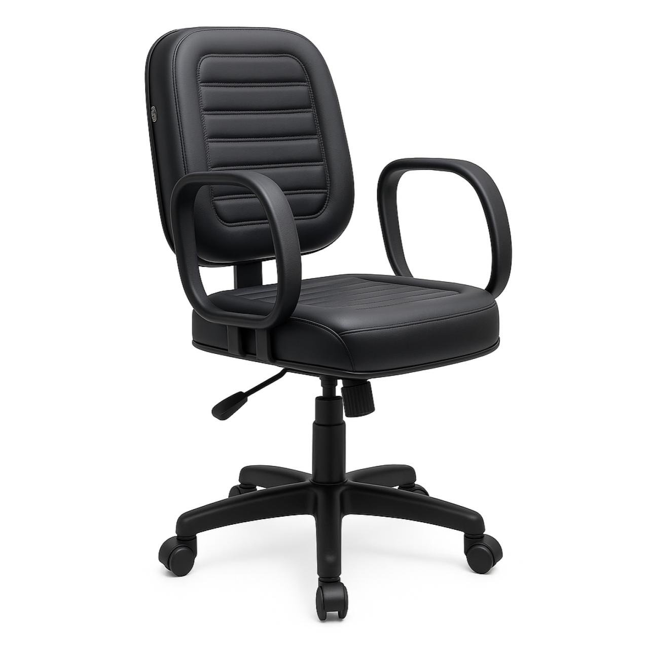 Cadeira Diretor Costurada Giratória - Corino Preto - 30210