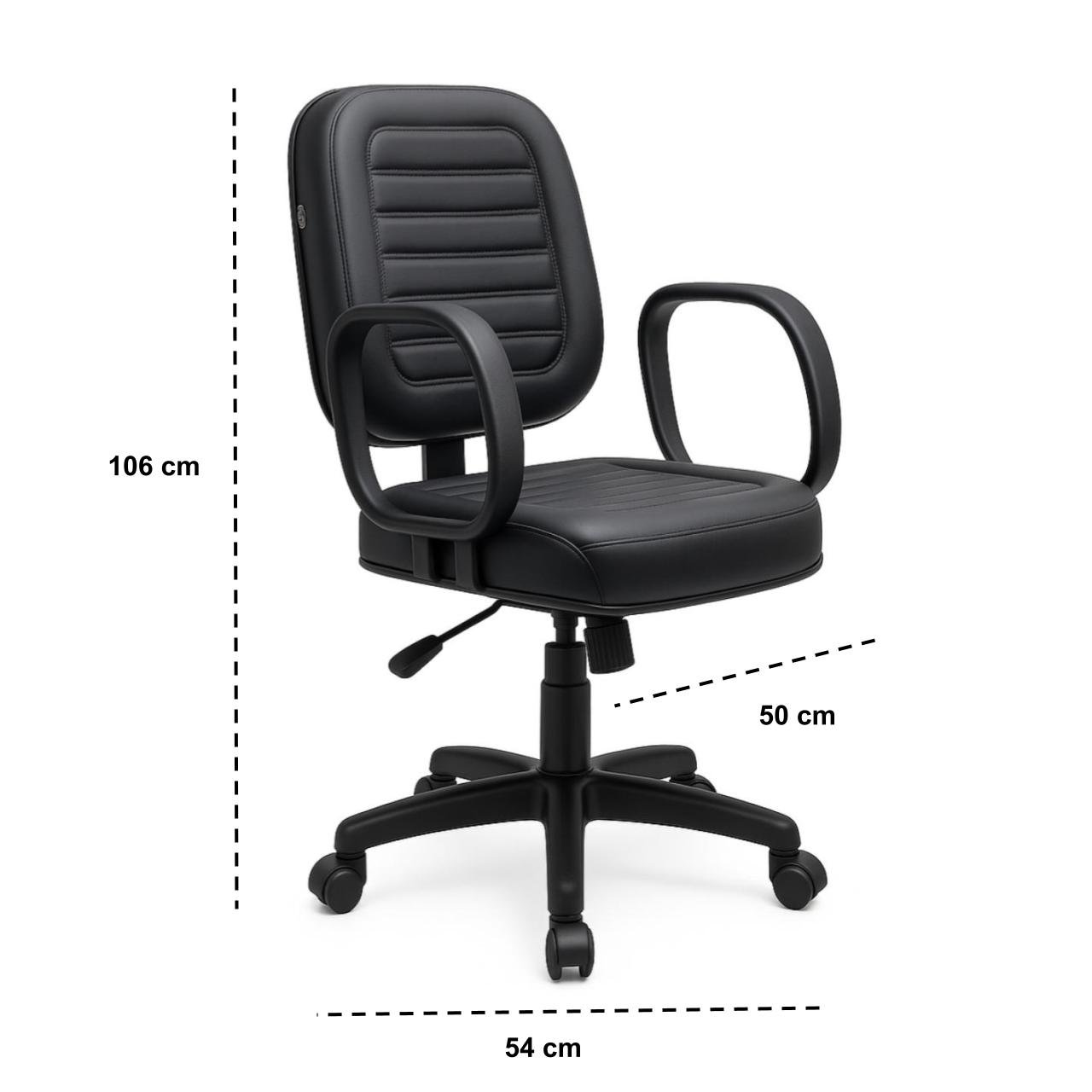 Cadeira Diretor Costurada Giratória - Corino Preto - 30210 - Imagem 4