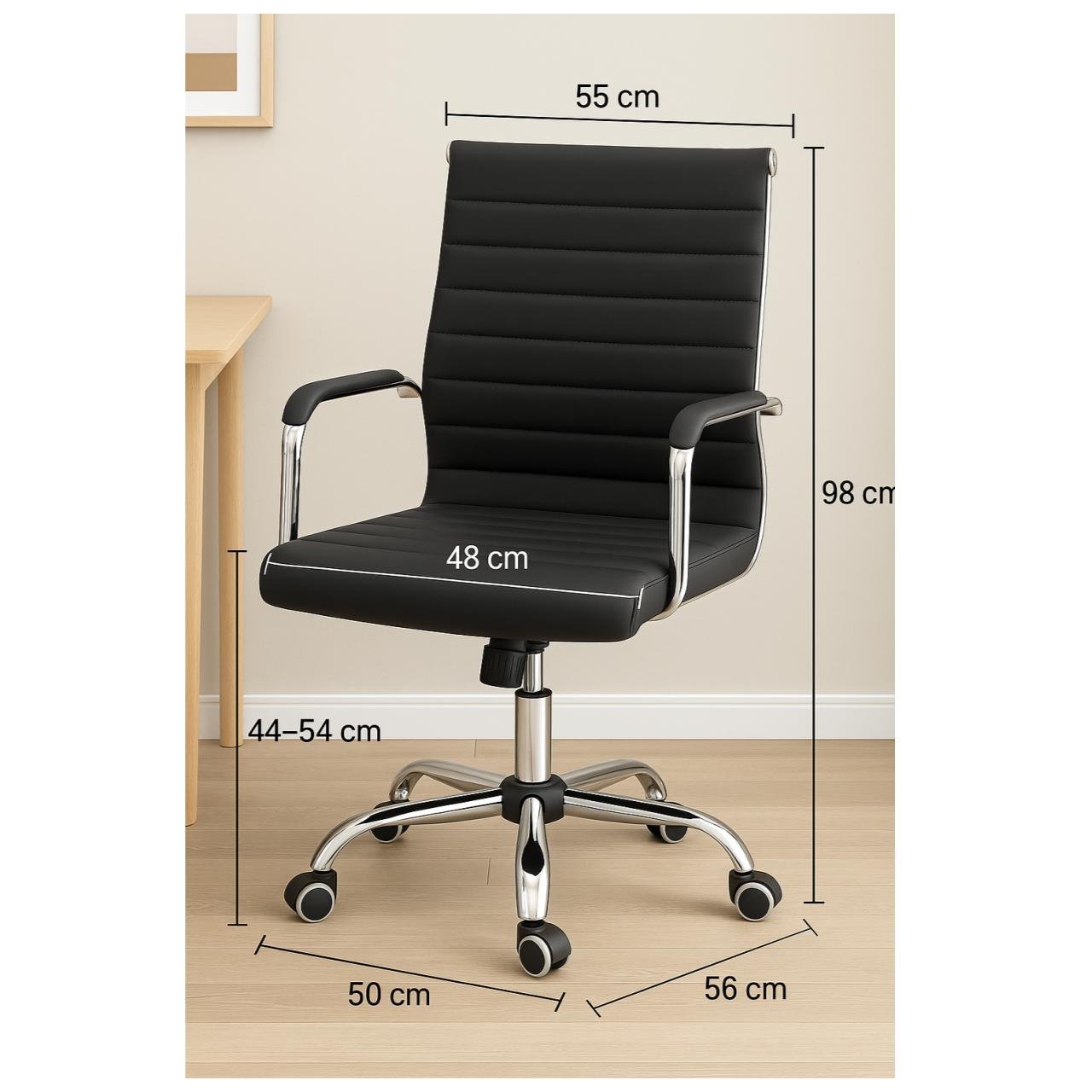 Cadeira de Escritório Diretor LONDON Giratória - Corino Preto - 31094 - Imagem 6