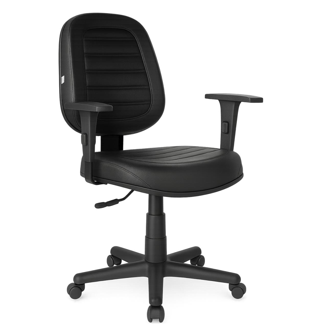 Cadeira Giratória Diretorzinha com Braços Reguláveis - Corino Preto - 32988