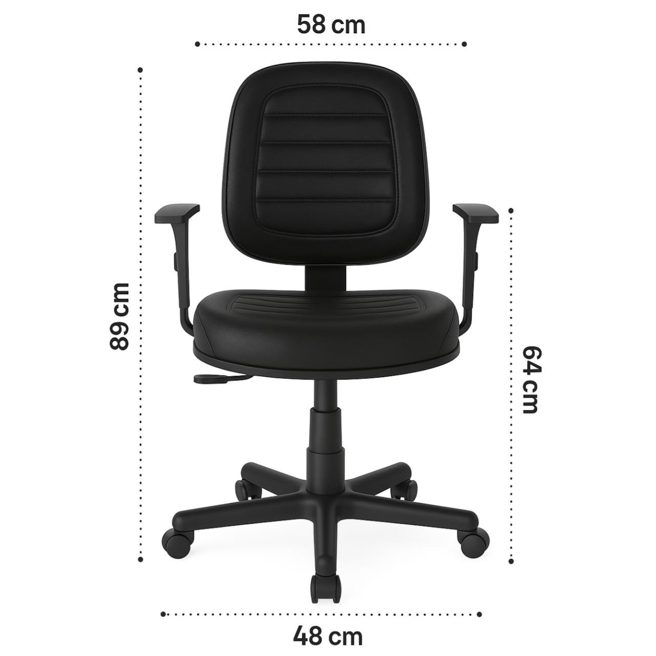 Cadeira Giratória Diretorzinha com Braços Reguláveis - Corino Preto - 32988 - Imagem 4