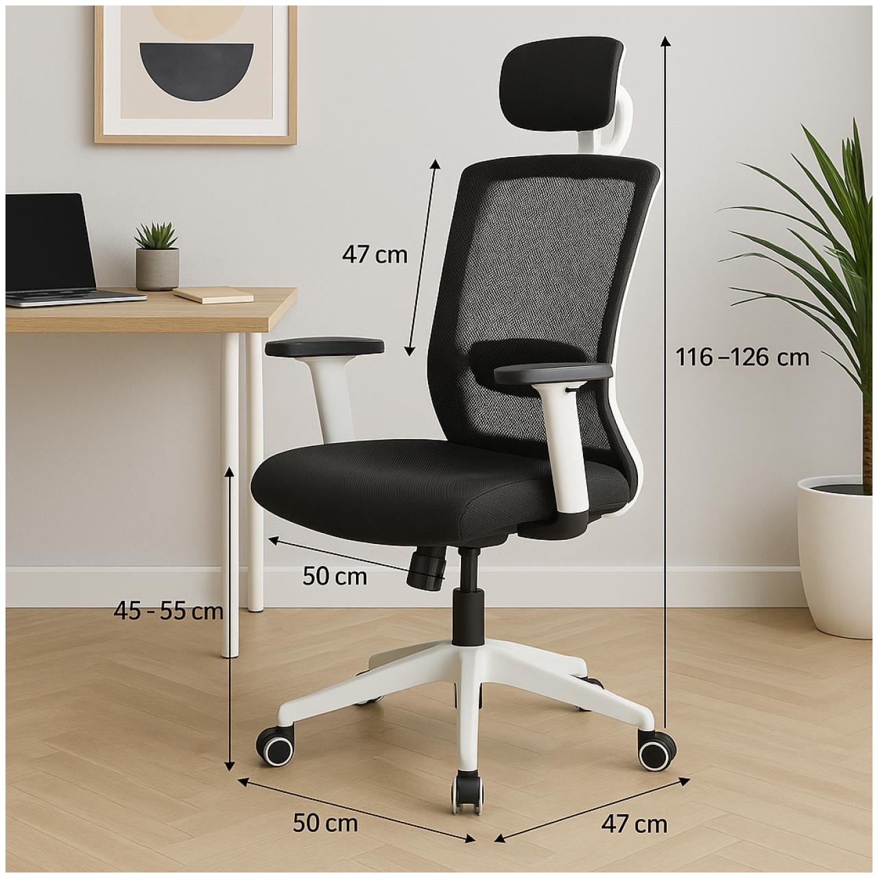 Cadeira de Escritório Tela WAY BRANCA - Cor BRANCA / PTO - 20080 - Imagem 7