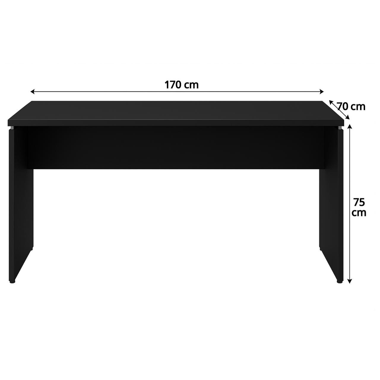 Mesa em L PÉ PAINEL (1,70x0,70m + Mesa Auxiliar) - S/ Gavetas - PRETO / PRETO - 26013 - Imagem 5