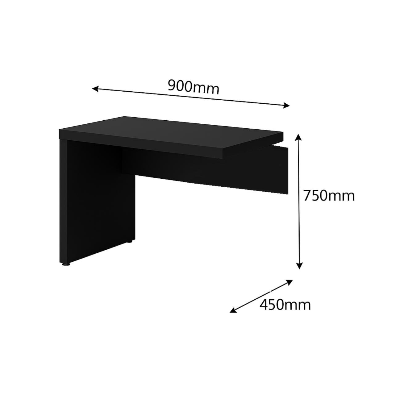 Mesa em L PÉ PAINEL (1,70x0,70m + Mesa Auxiliar) - S/ Gavetas - PRETO / PRETO - 26013 - Imagem 6