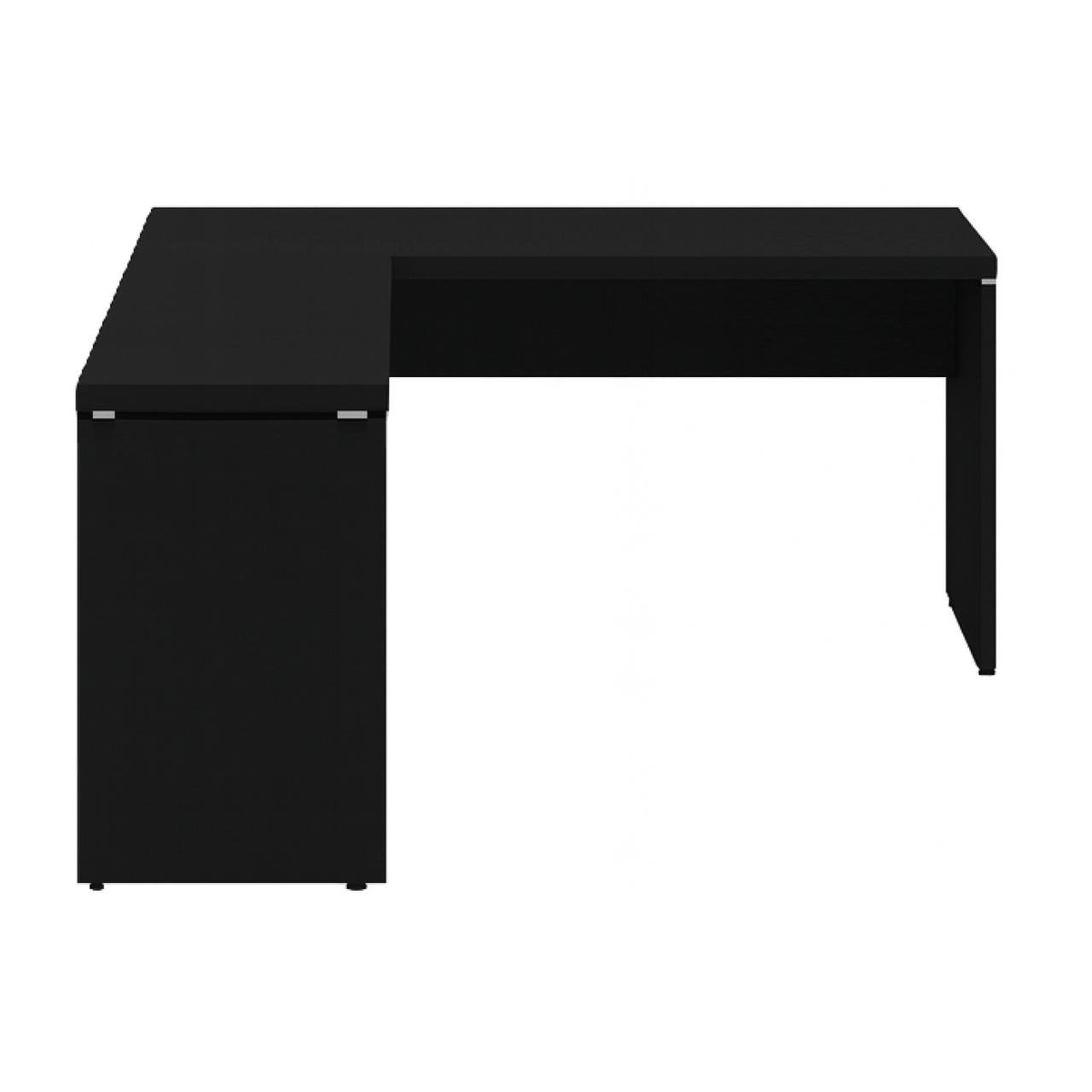 Mesa em L PÉ PAINEL (1,50x0,60m + Mesa Auxiliar) - S/ Gavetas - PRETO / PRETO - 26012 - Imagem 2