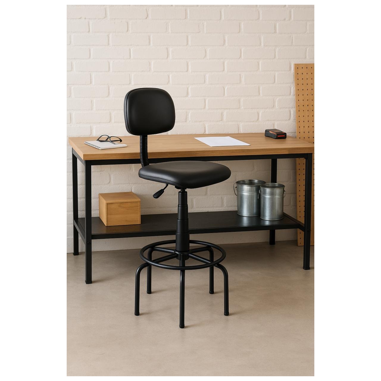 Cadeira CAIXA Secretária (Aranha ALTA) - Corino Preto - 34001 - Imagem 6