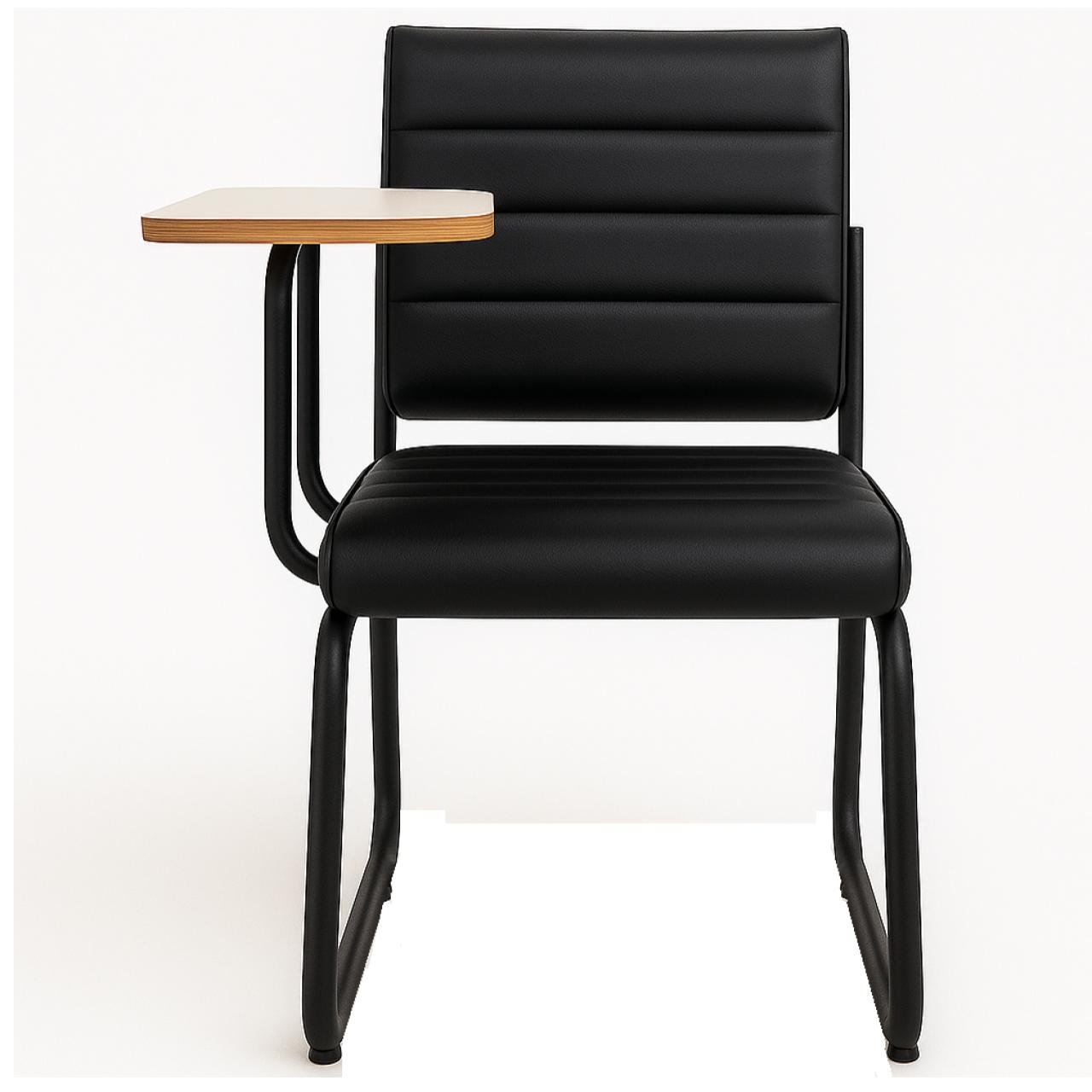 Poltrona Universitária TRIX Estofada com Prancheta Fixa - Corino Preto - 35121