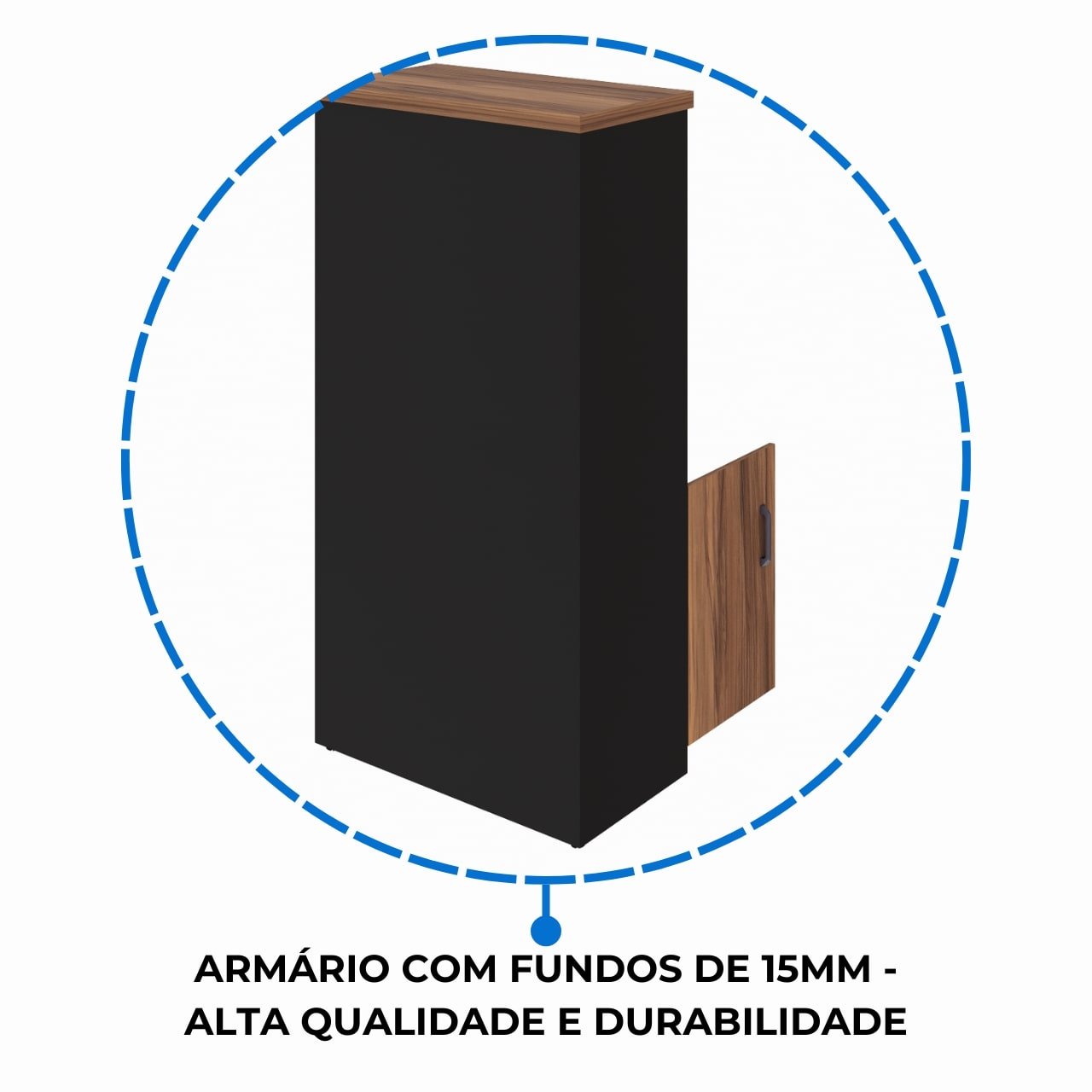 Armário Alto Semi-Aberto - 1,61x0,80x0,45m NOGAL SEVILHA/PRETO - 21413 - Imagem 6