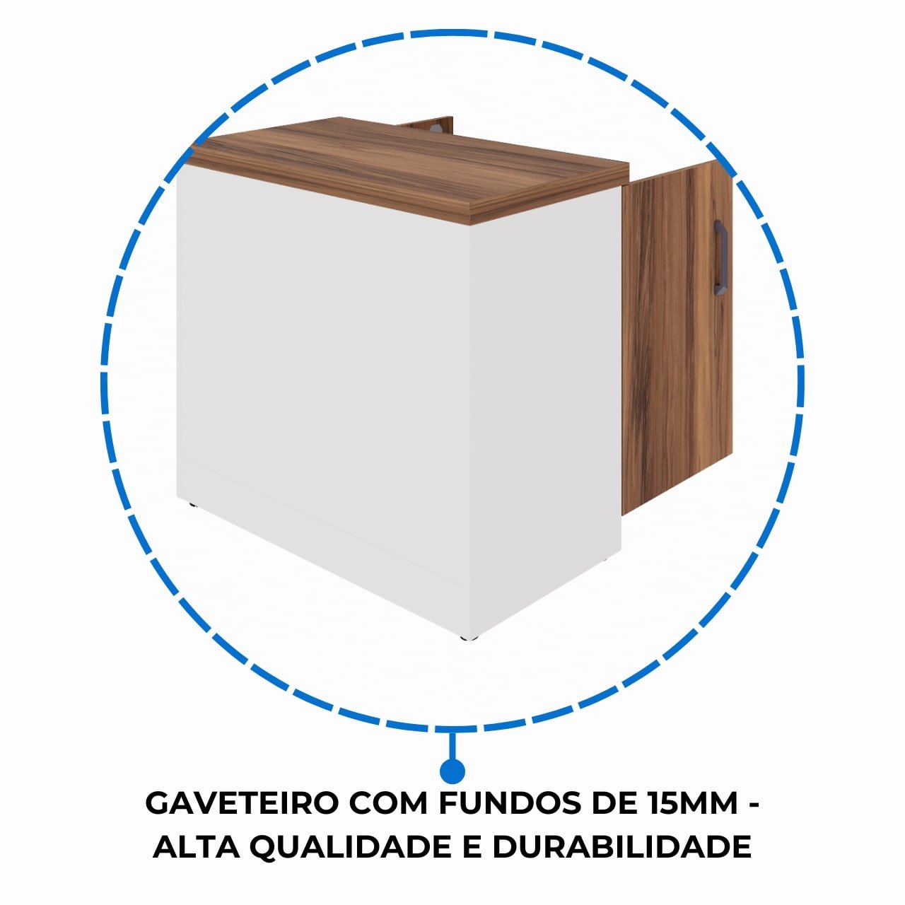 Armário Baixo com 02 Portas – 0,80×0,74×0,45m NOGAL SEVILHA/BRANCO – 34311 - Imagem 5