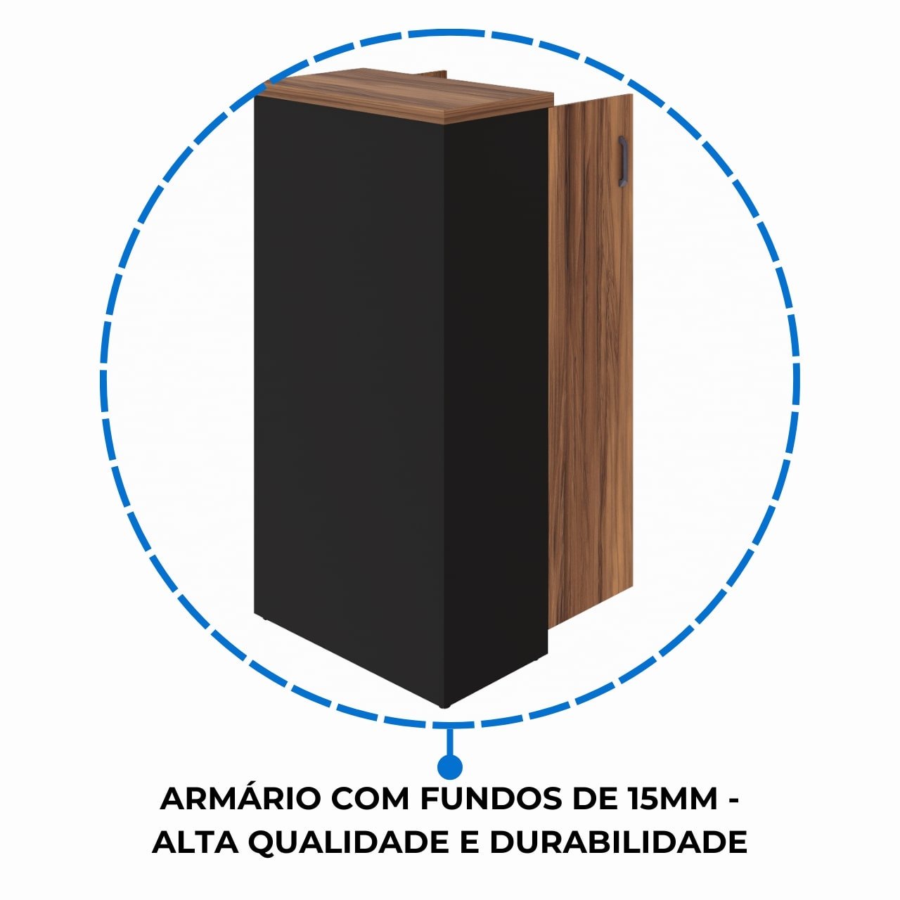 Armário Alto Fechado com 02 Portas - 1,61x0,80x0,45m NOGAL SEVILHA/PRETO - 21414 - Imagem 7
