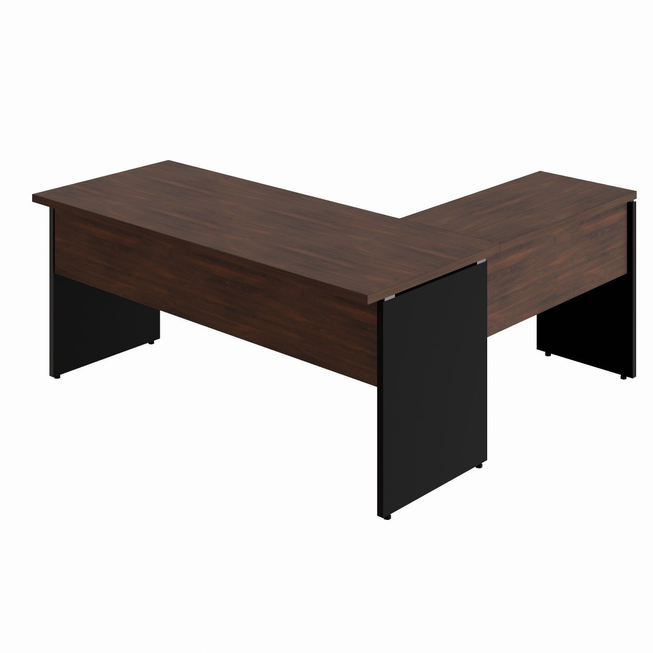 Mesa em "L" (Mesa 1,70m + Mesa Auxiliar) c/ 02 Gavetas - - Marsala / Preto - 23479 - Imagem 6