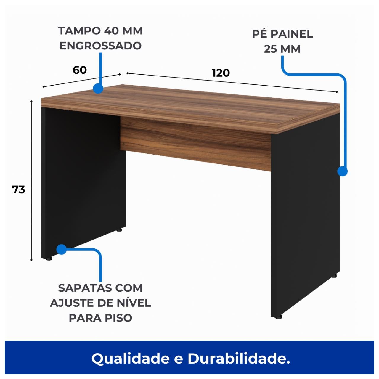 Mesa de Escritório 1,20x0,60m S/ Gaveta NOGAL SEVILHA 21469 - Imagem 5