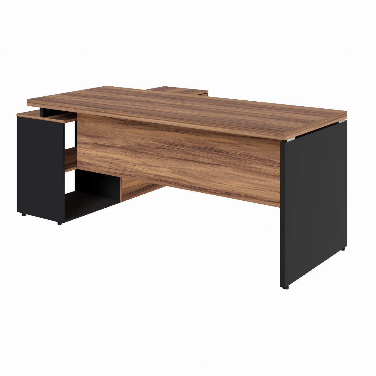 Mesa Diretorzinha c/ Aparador - Pé de MADEIRA - 1,90x1,50mNOGAL SEVILHA / PRETO - 21426 - Imagem 3