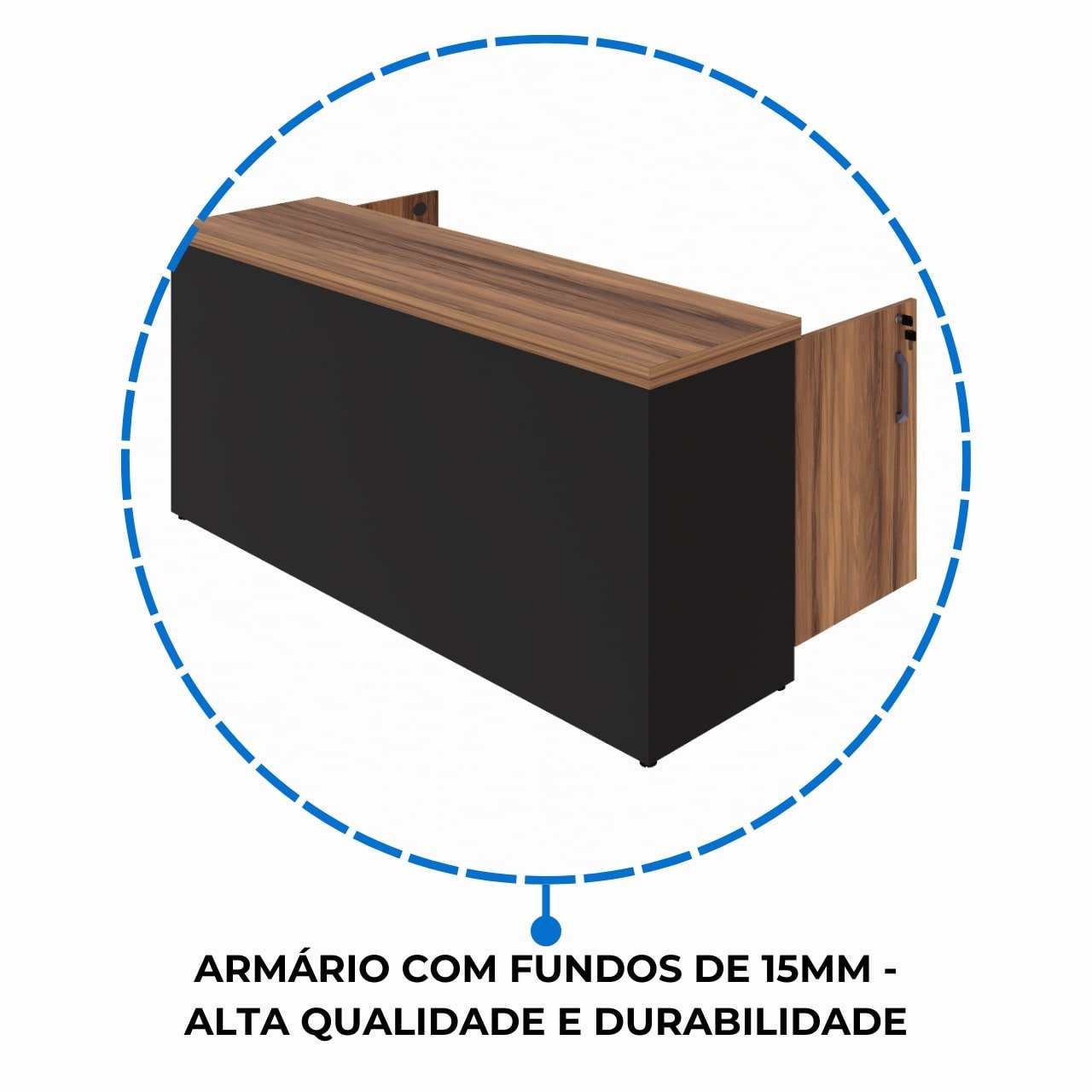 Armário Baixo GOLD Credenza ESPECIAL - 1,60x0,72x0,45m NOGALSEVILHA / PRETO - 23502 - Imagem 7