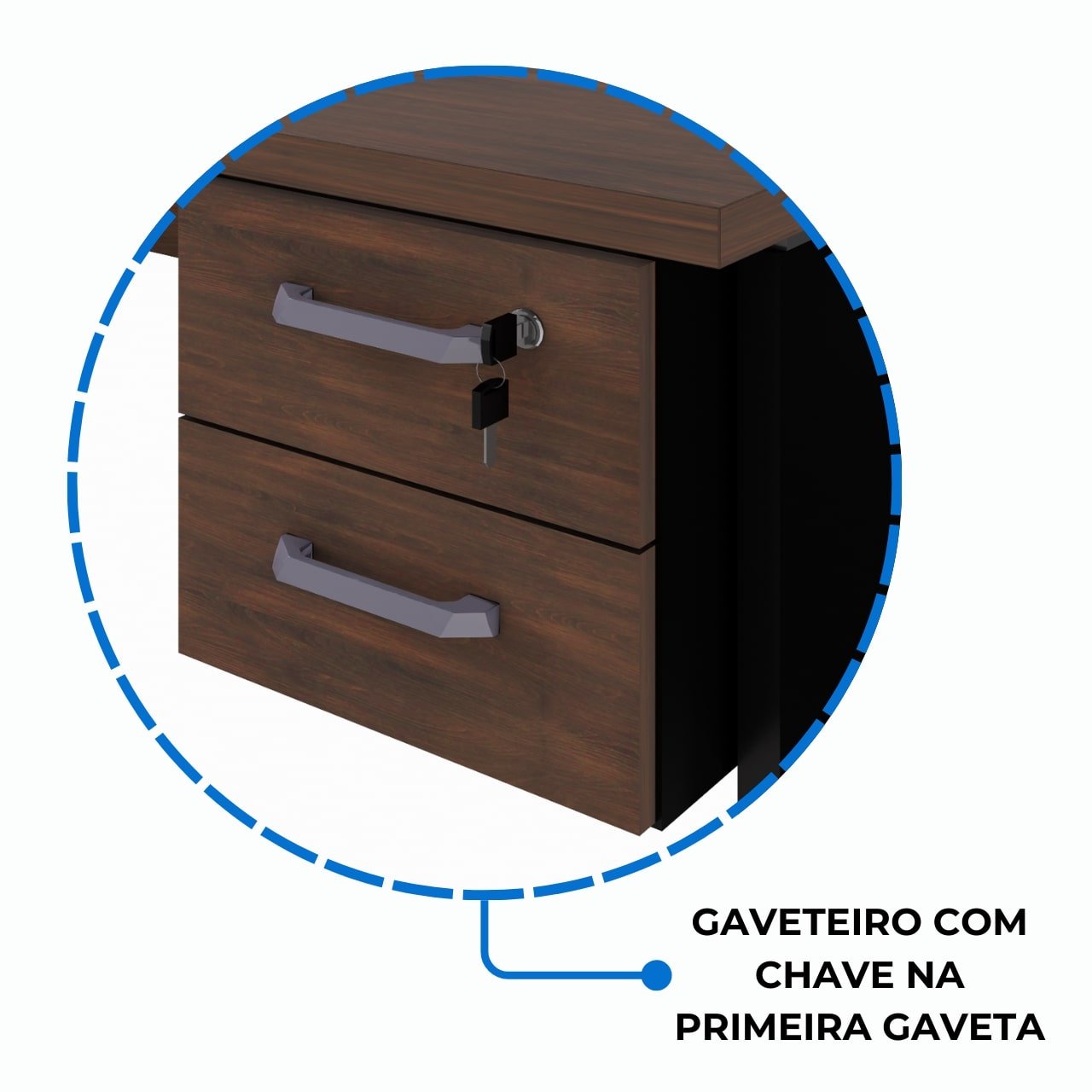 Mesa em "L" (Mesa 1,70m + Mesa Auxiliar) c/ 02 Gavetas - - Marsala / Preto - 23479 - Imagem 9