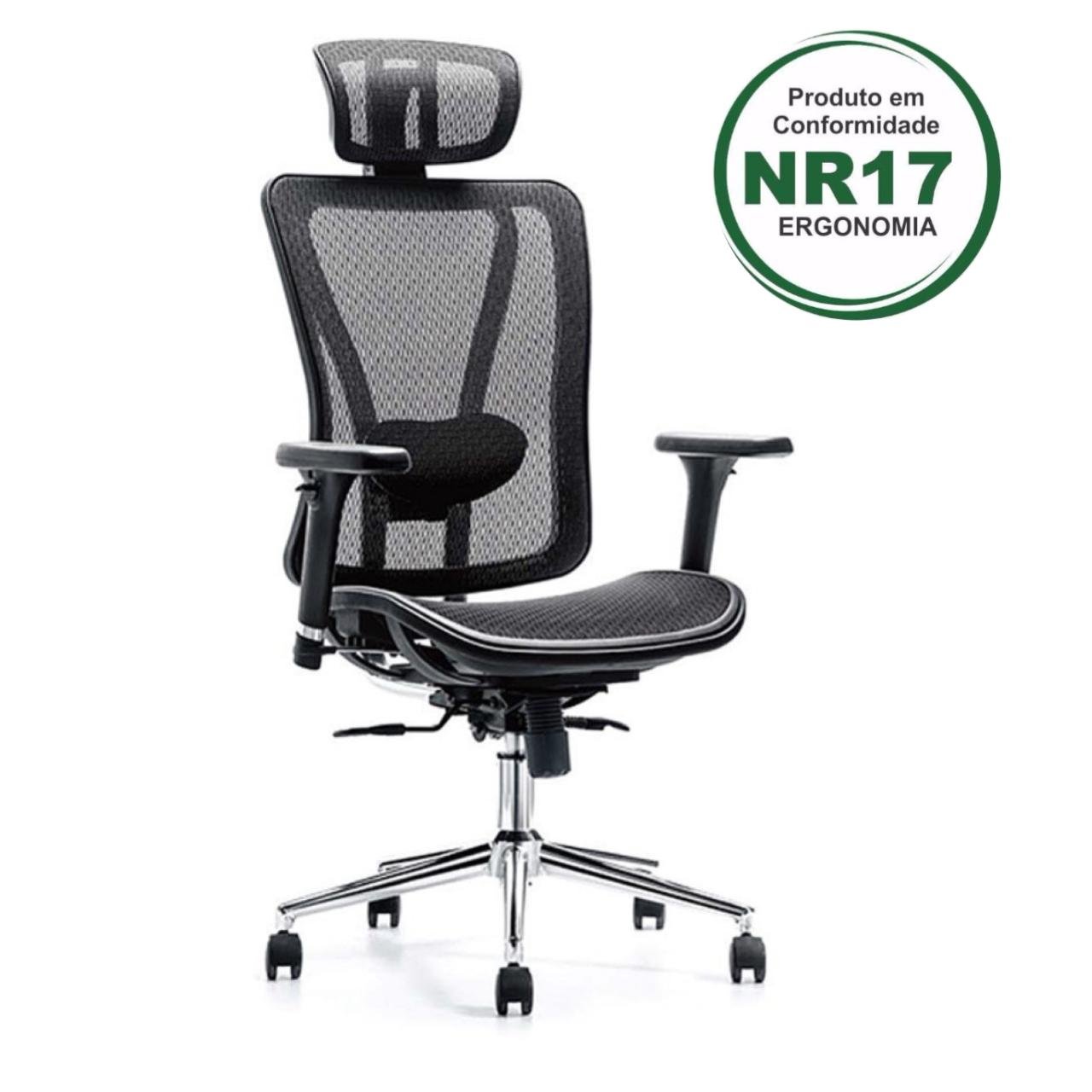 Poltrona Presidente TELA MK - 4000 - Cor Preta PMD - 30013