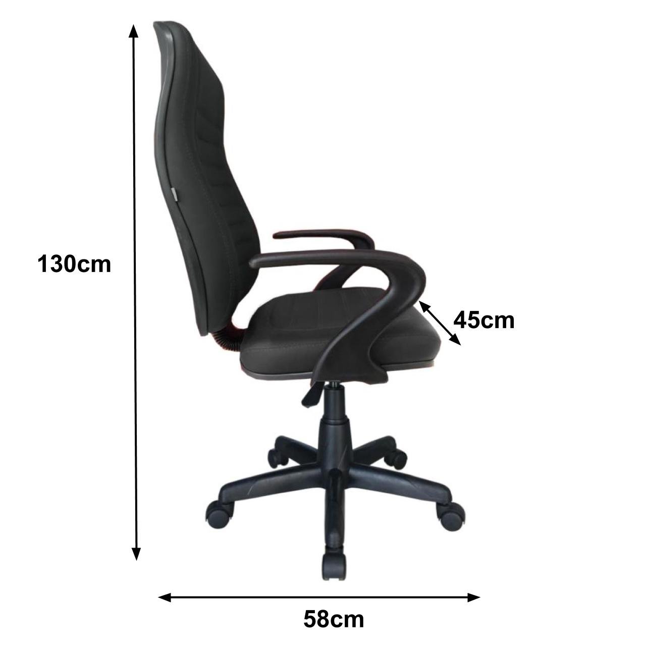 Cadeira Presidente ALTA - BRAÇO "7" - COR PRETA 30103 - Imagem 2